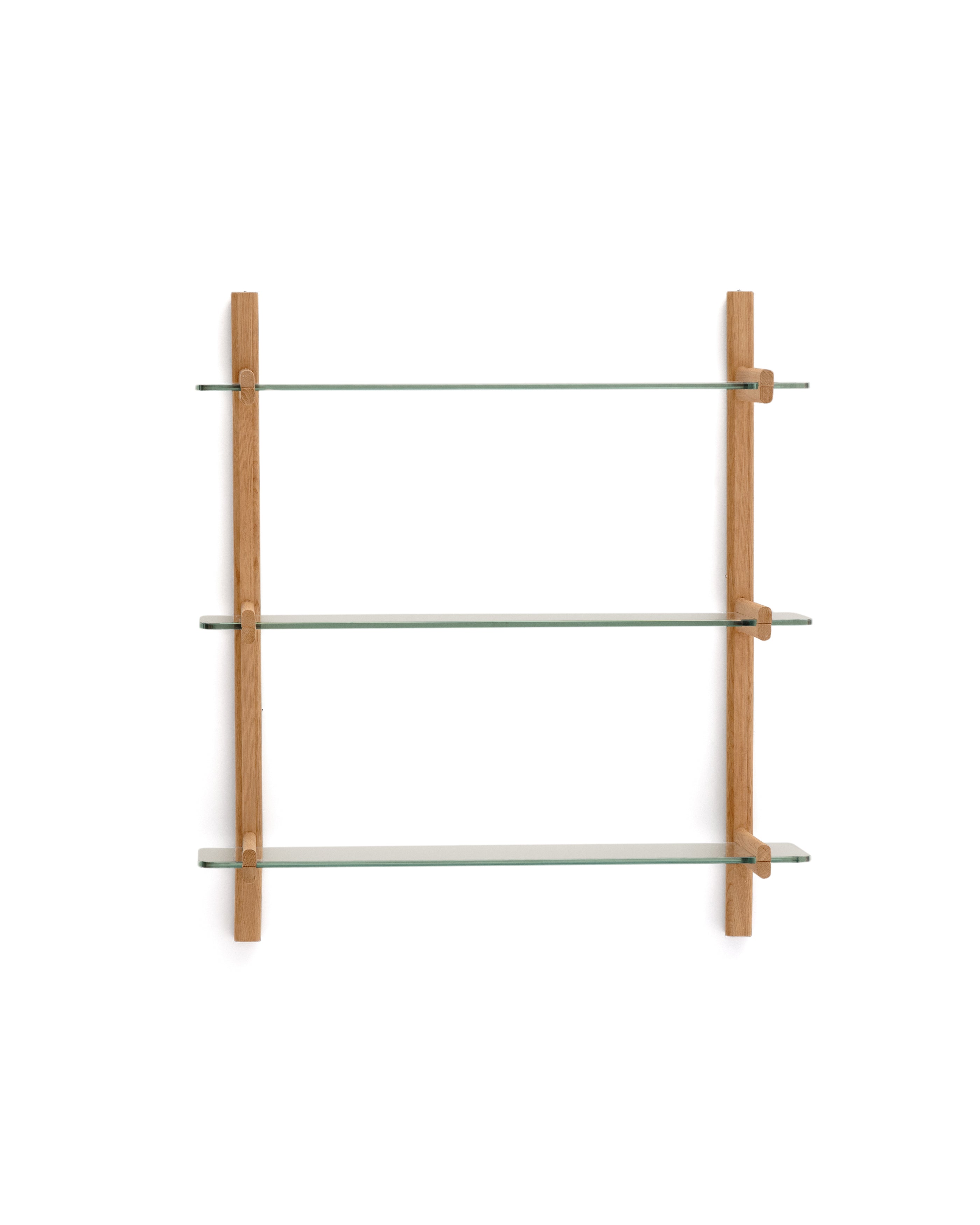Sitra modular shelf, 3 glass shelves and FSC Mix Credit solid oak wood, 90 cm - Product Image