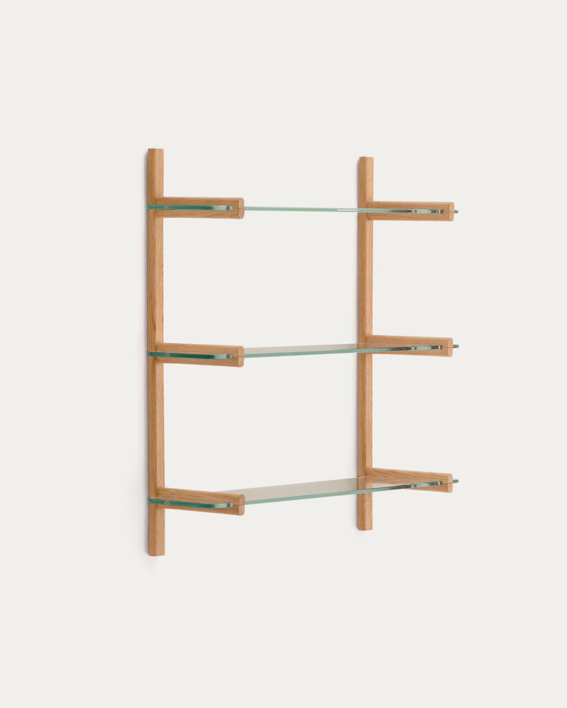 Sitra modular shelf, 3 glass shelves and FSC Mix Credit solid oak wood, 90 cm - Product View