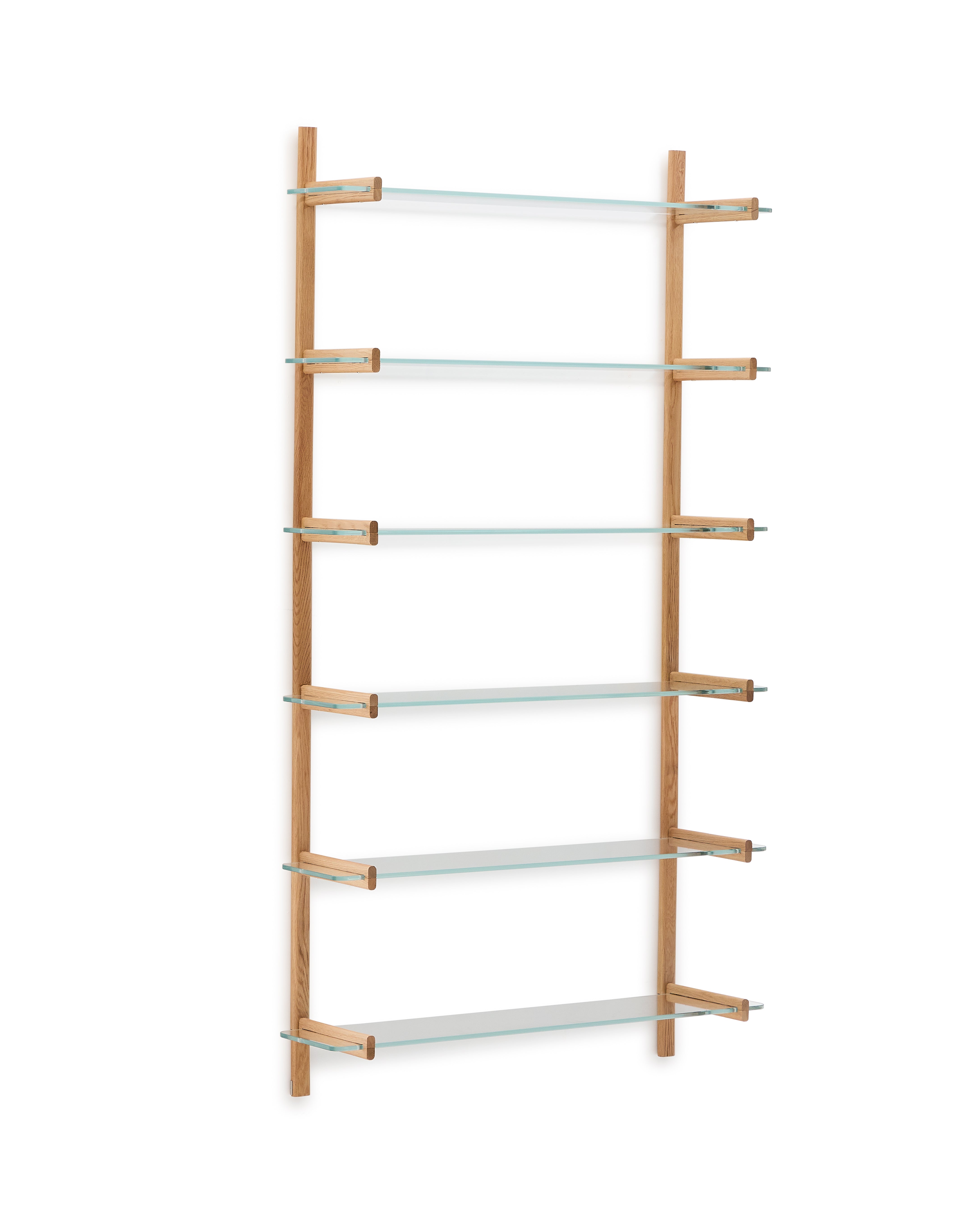 Sitra modular shelf, 6 glass shelves and FSC Mix Credit solid oak wood, 110 cm - Product Image