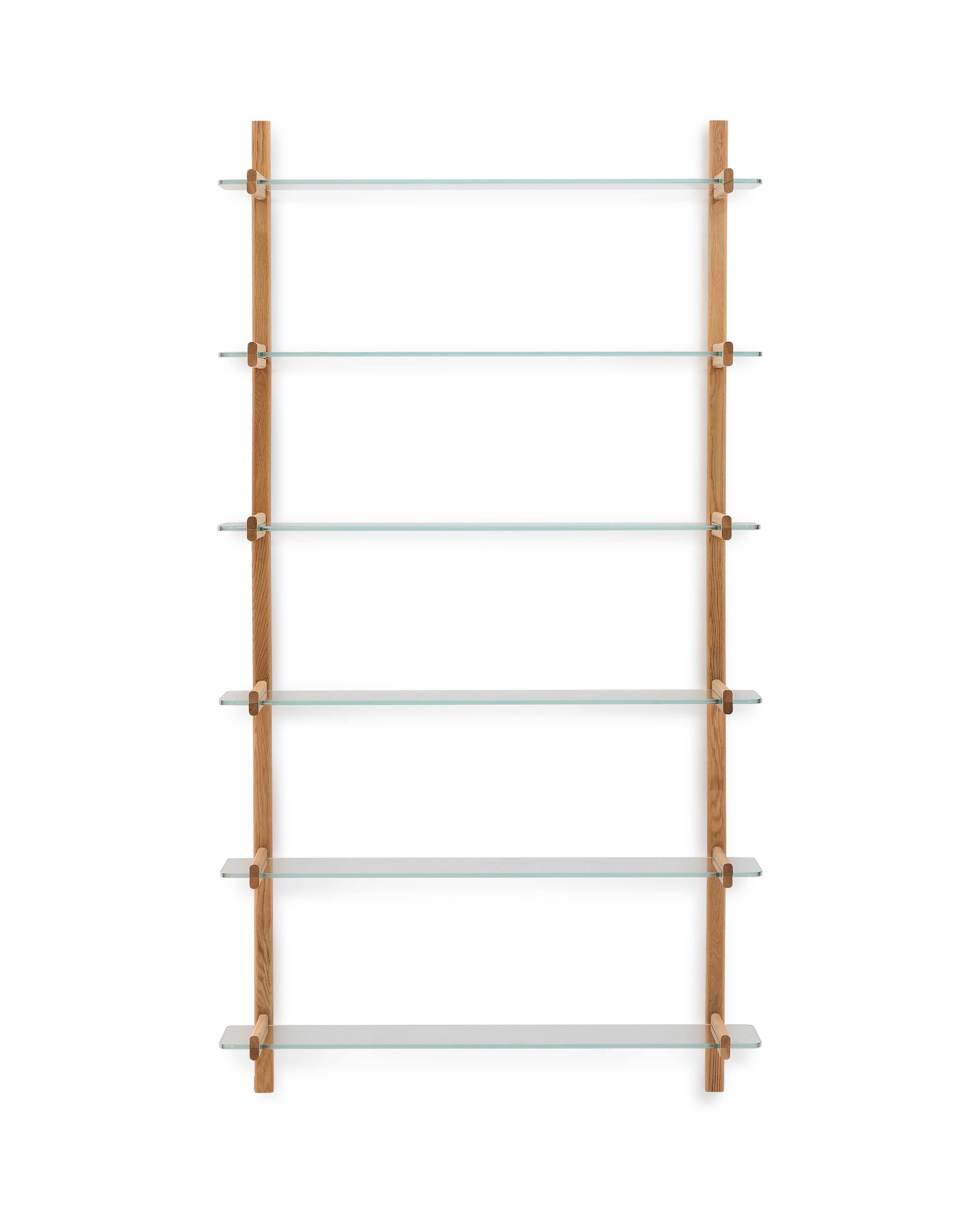 Sitra modular shelf, 6 glass shelves and FSC Mix Credit solid oak wood, 110 cm - Product Image