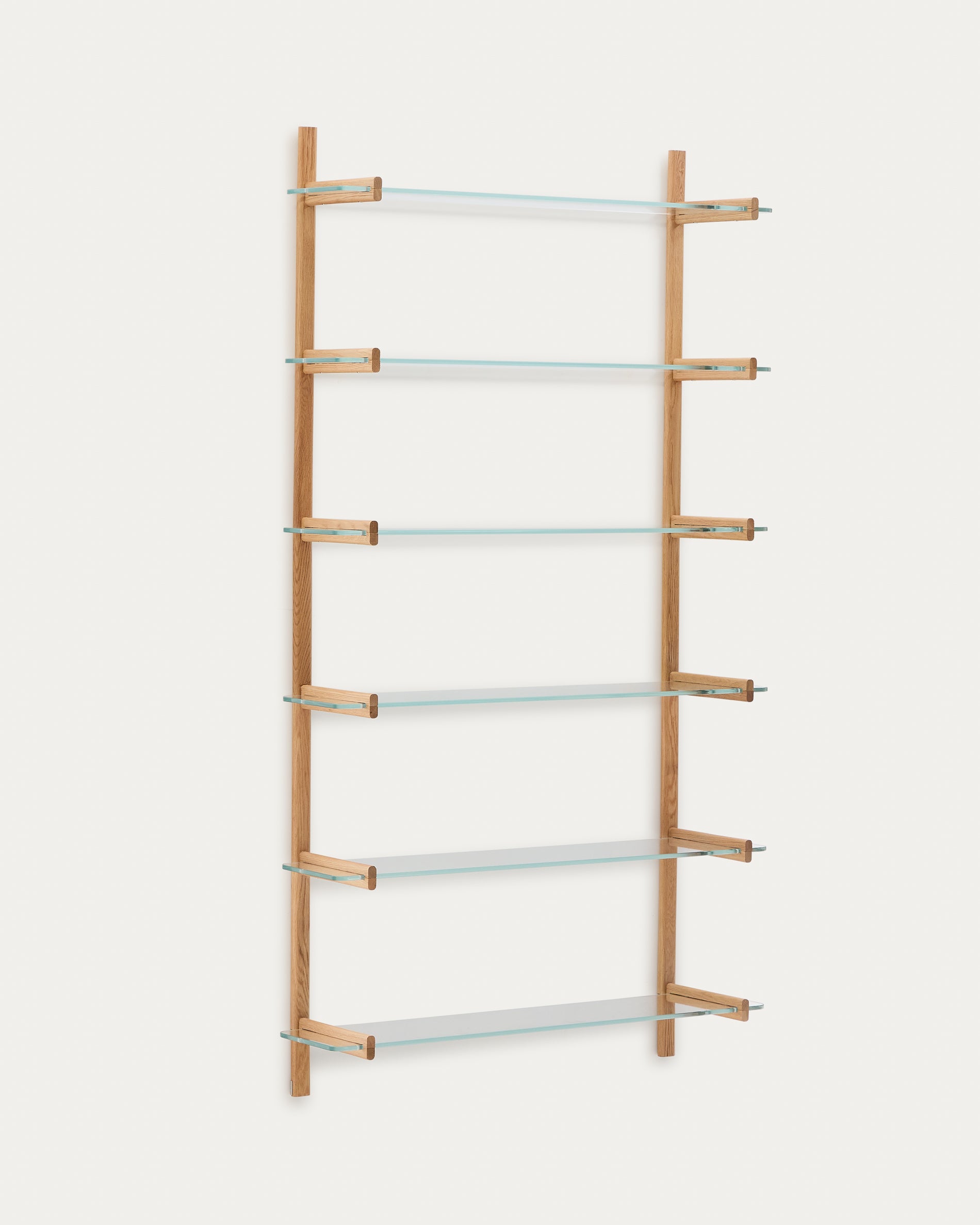 Sitra modular shelf, 6 glass shelves and FSC Mix Credit solid oak wood, 110 cm - Product View