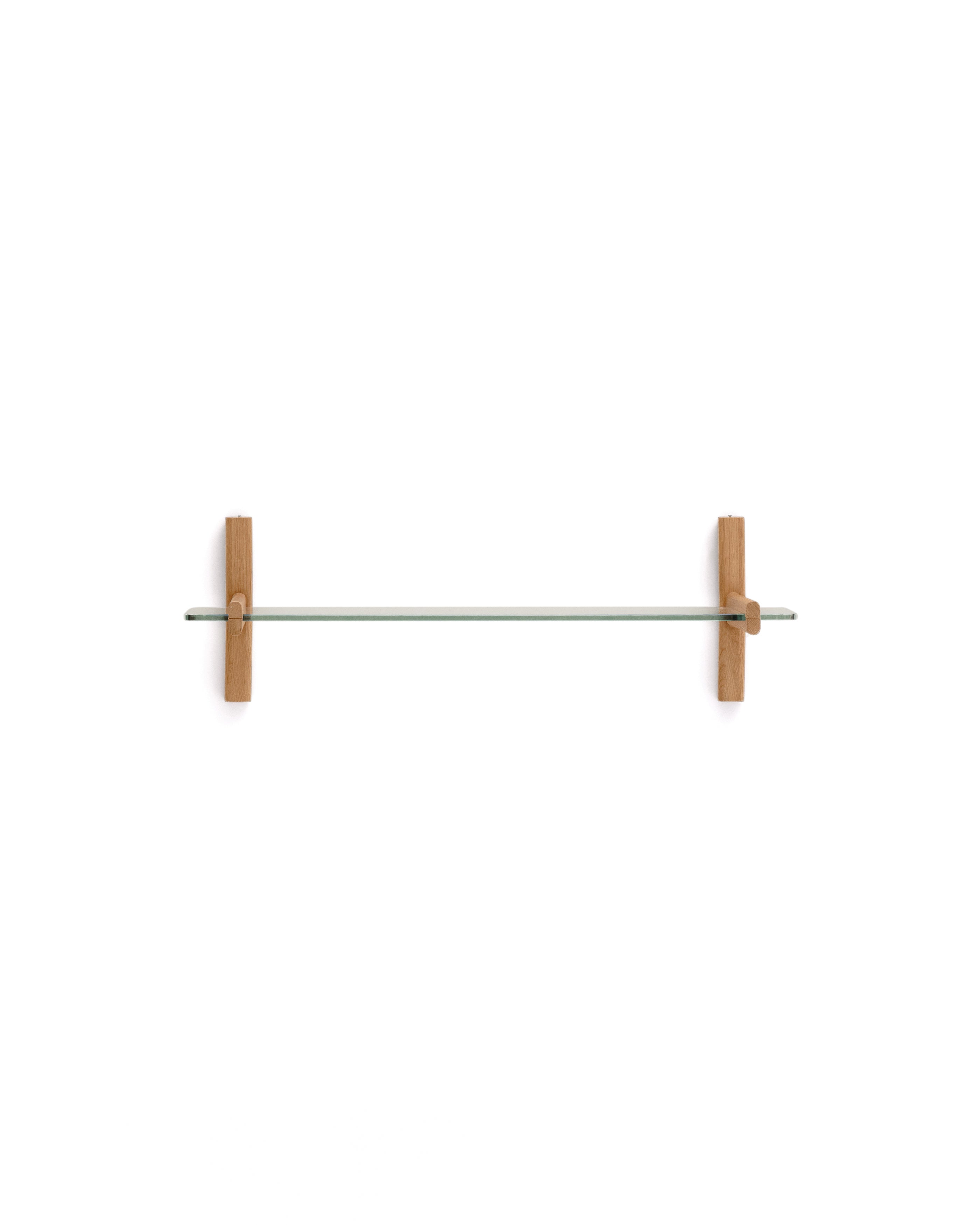 Sitra modular shelf, 1 glass shelf and FSC Mix Credit solid oak wood, 90 cm - Product Image