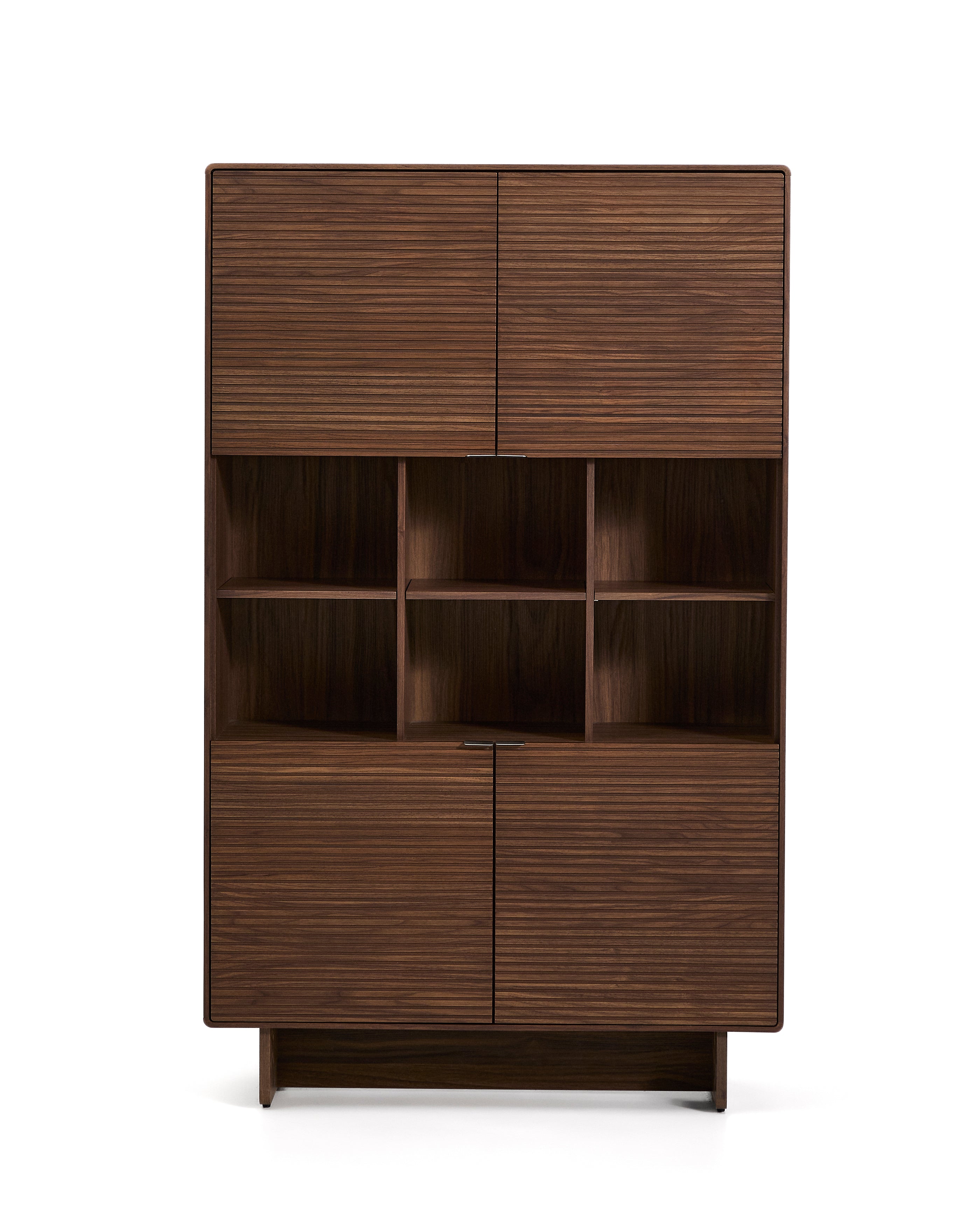 Norlen 4-door tall sideboard in walnut veneer FSC Mix Credit 100 x 163cm - Product Image