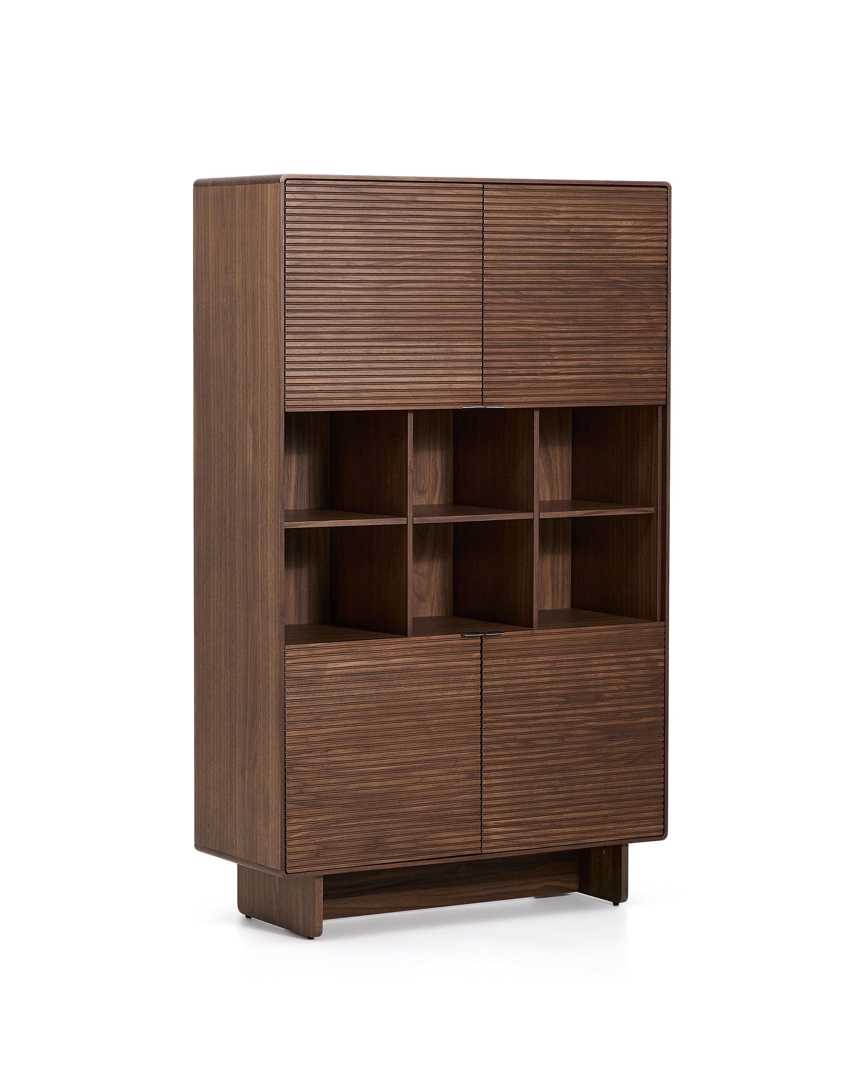 Norlen 4-door tall sideboard in walnut veneer FSC Mix Credit 100 x 163cm - Product Image