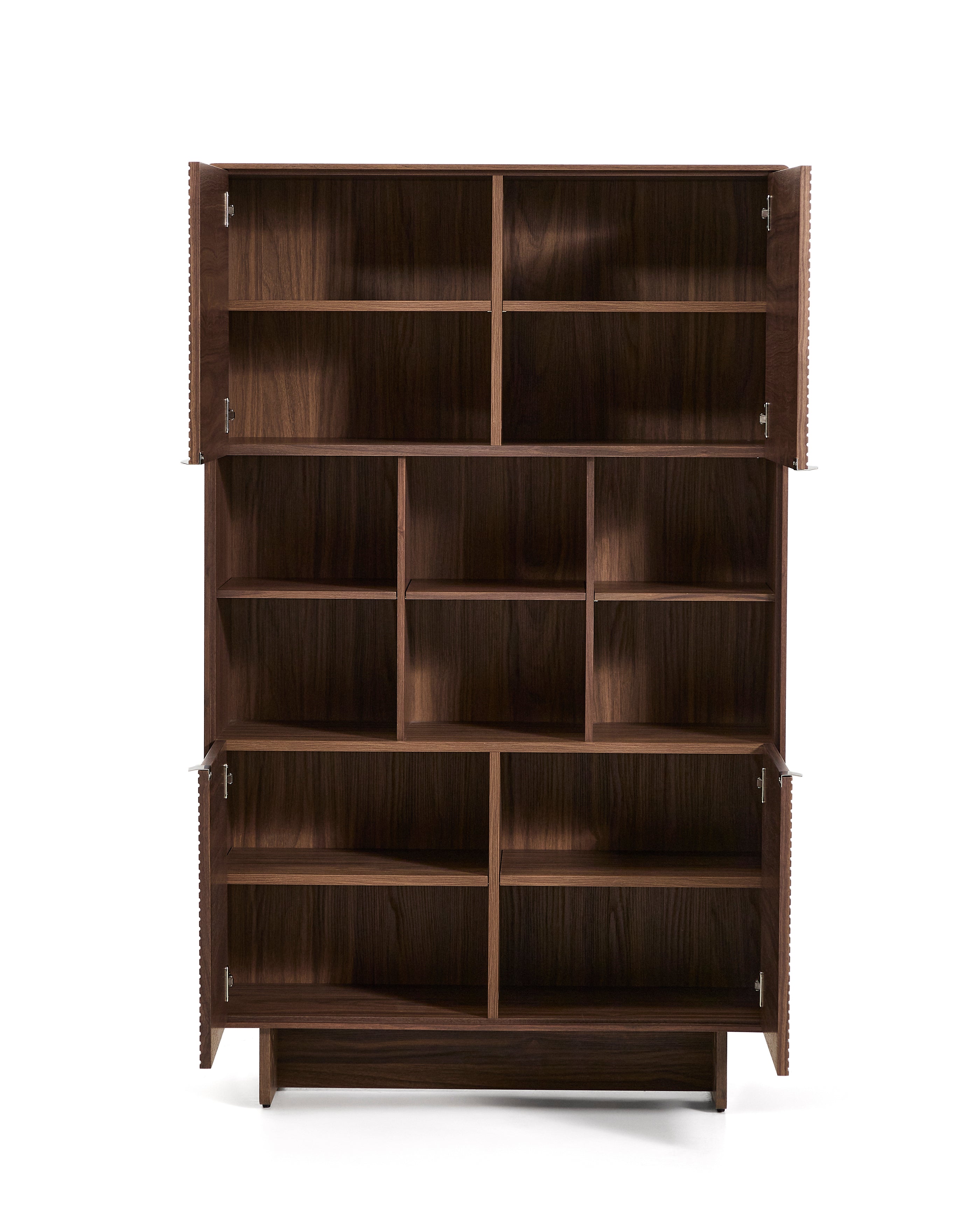Norlen 4-door tall sideboard in walnut veneer FSC Mix Credit 100 x 163cm - Product Image
