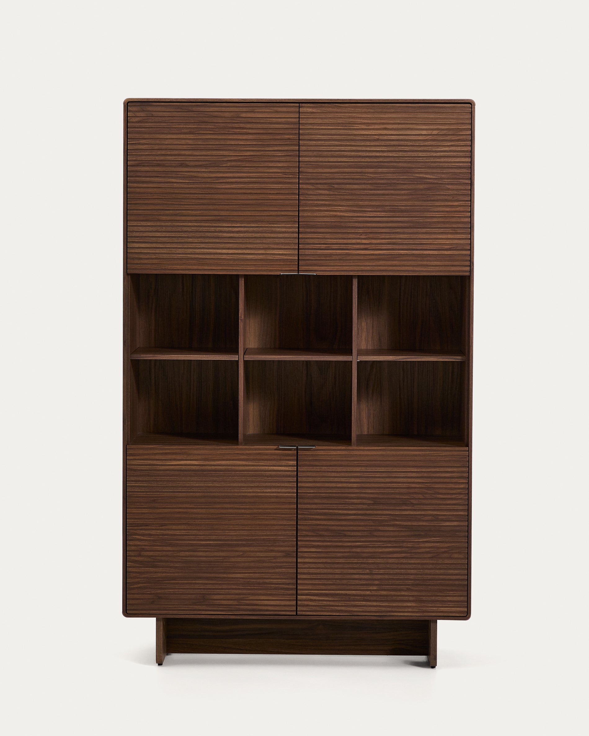 Norlen 4-door tall sideboard in walnut veneer FSC Mix Credit 100 x 163cm - Product View