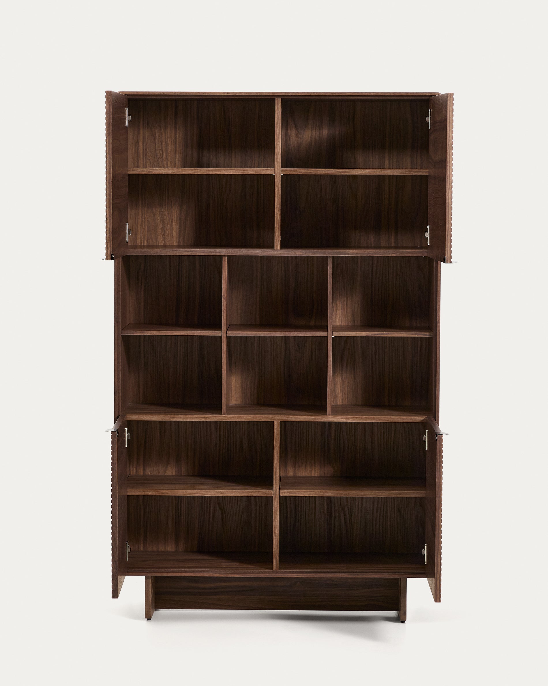 Norlen 4-door tall sideboard in walnut veneer FSC Mix Credit 100 x 163cm - Product View