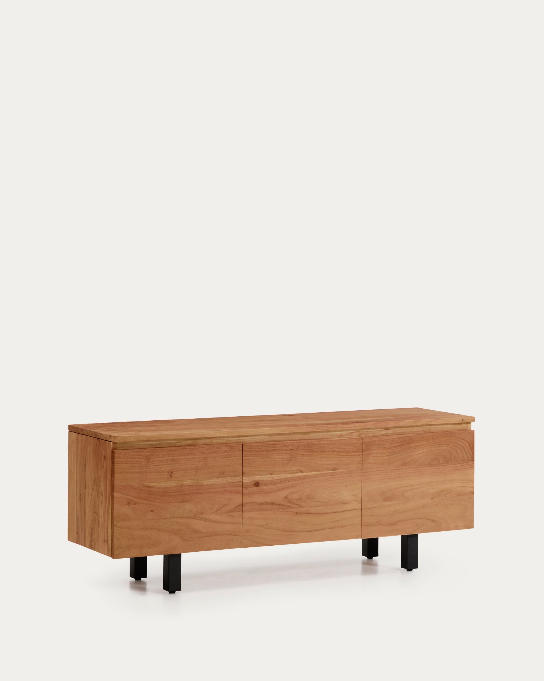 Uxue 3-door TV stand in solid acacia wood with bleached finish 150 x 58cm - Product View