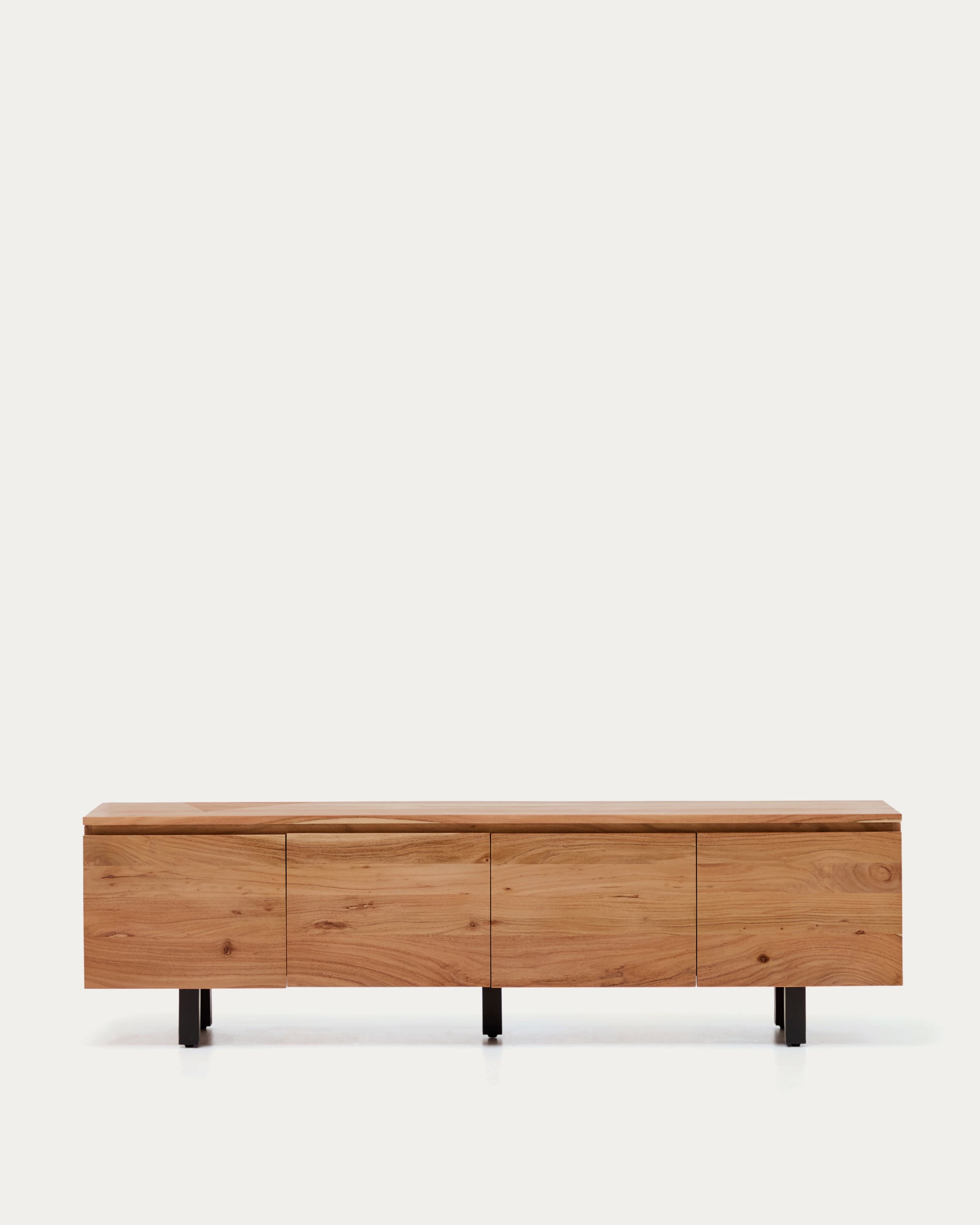 Uxue 3-door TV stand in solid acacia wood with bleached finish 200 x 58cm - Product View