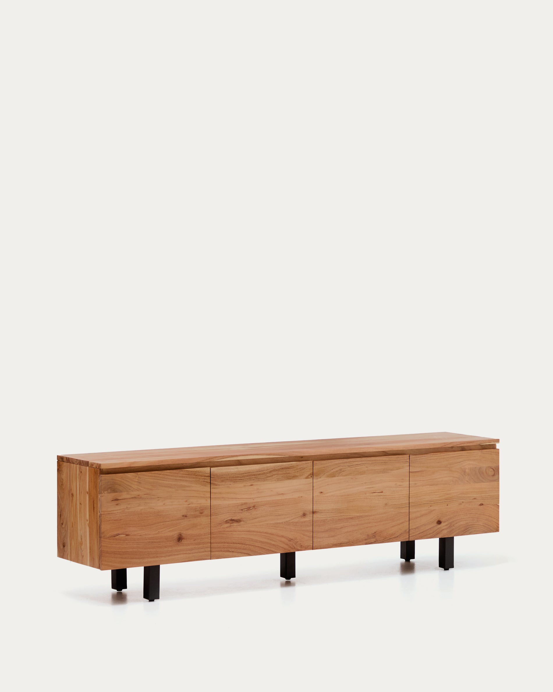 Uxue 3-door TV stand in solid acacia wood with bleached finish 200 x 58cm - Product View