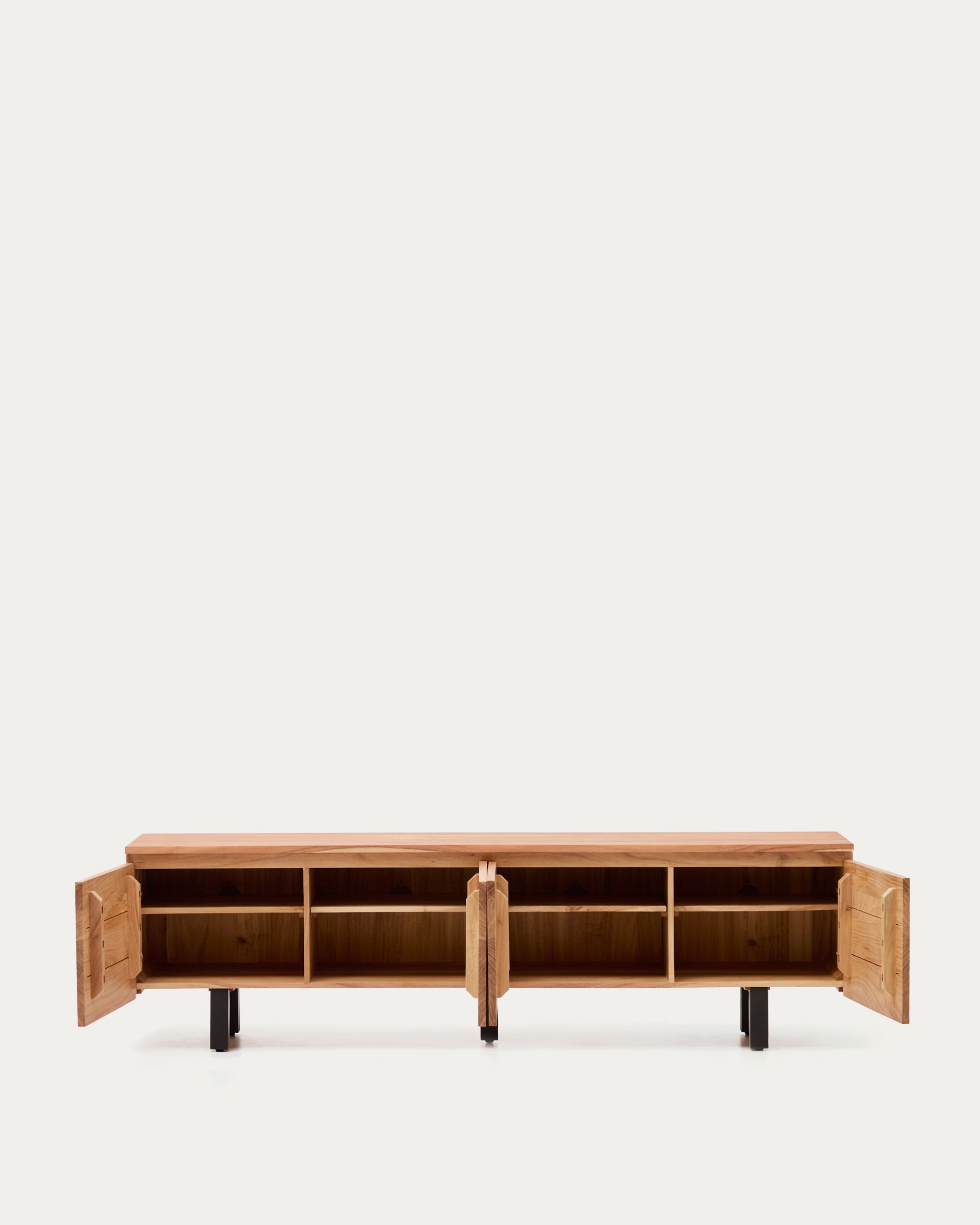 Uxue 3-door TV stand in solid acacia wood with bleached finish 200 x 58cm - Product View