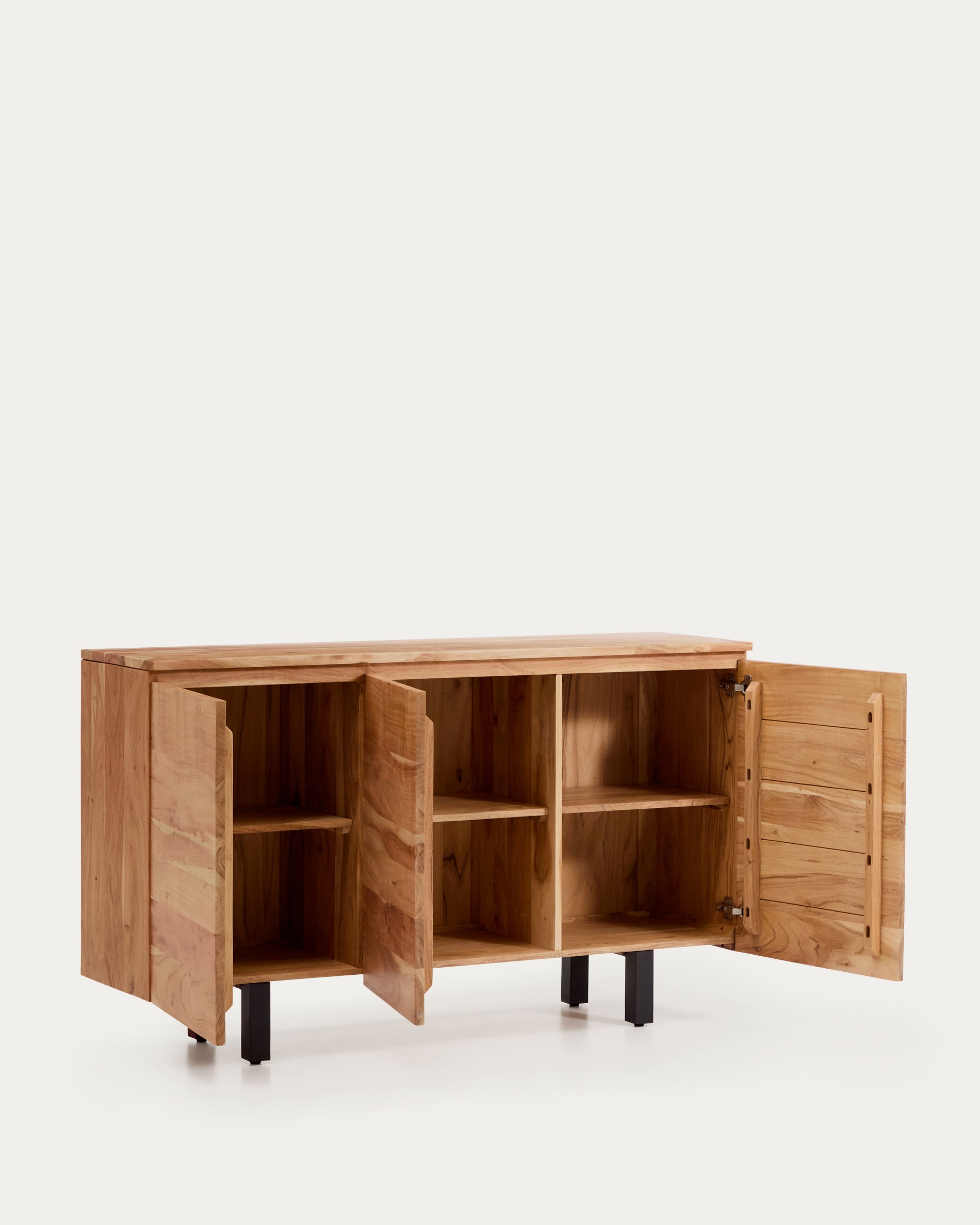 Uxue 3-door sideboard in solid acacia wood with bleached finish 150 x 88cm - Product View