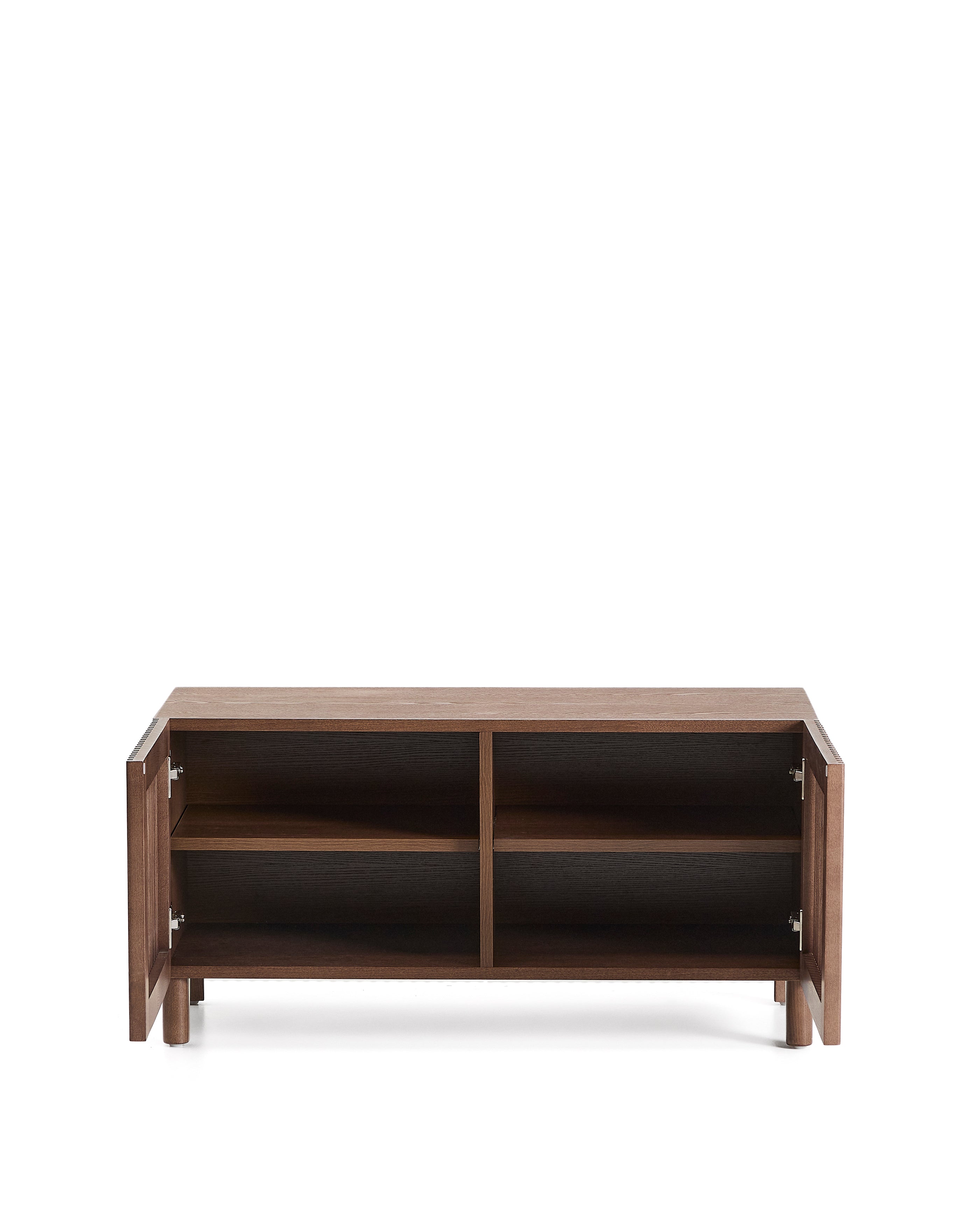 Beyla shoe rack in ash veneer and solid ash wood with walnut finish 98 cm FSC 100% - Product Image
