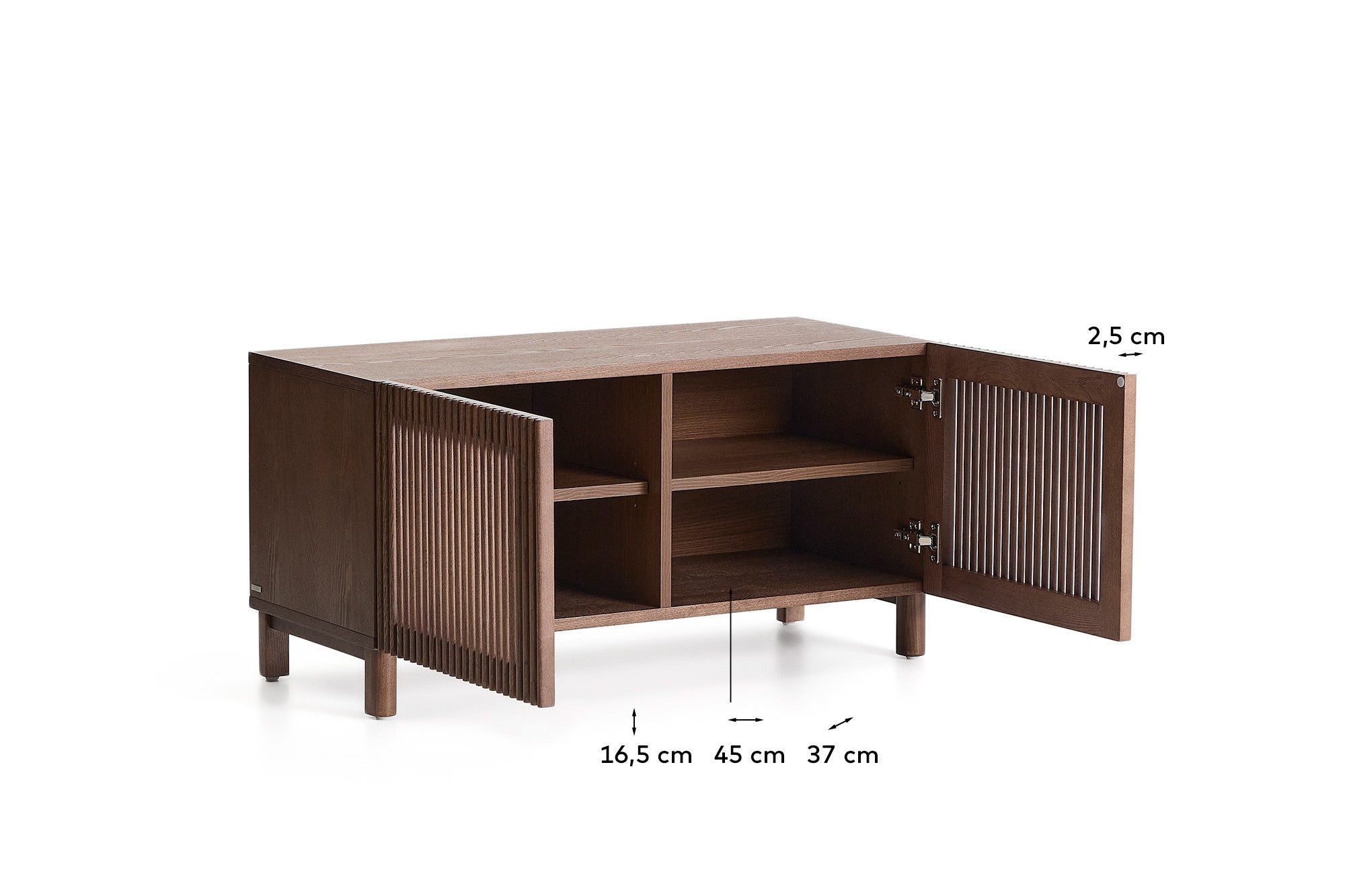 Beyla shoe rack in ash veneer and solid ash wood with walnut finish 98 cm FSC 100% - Measurements