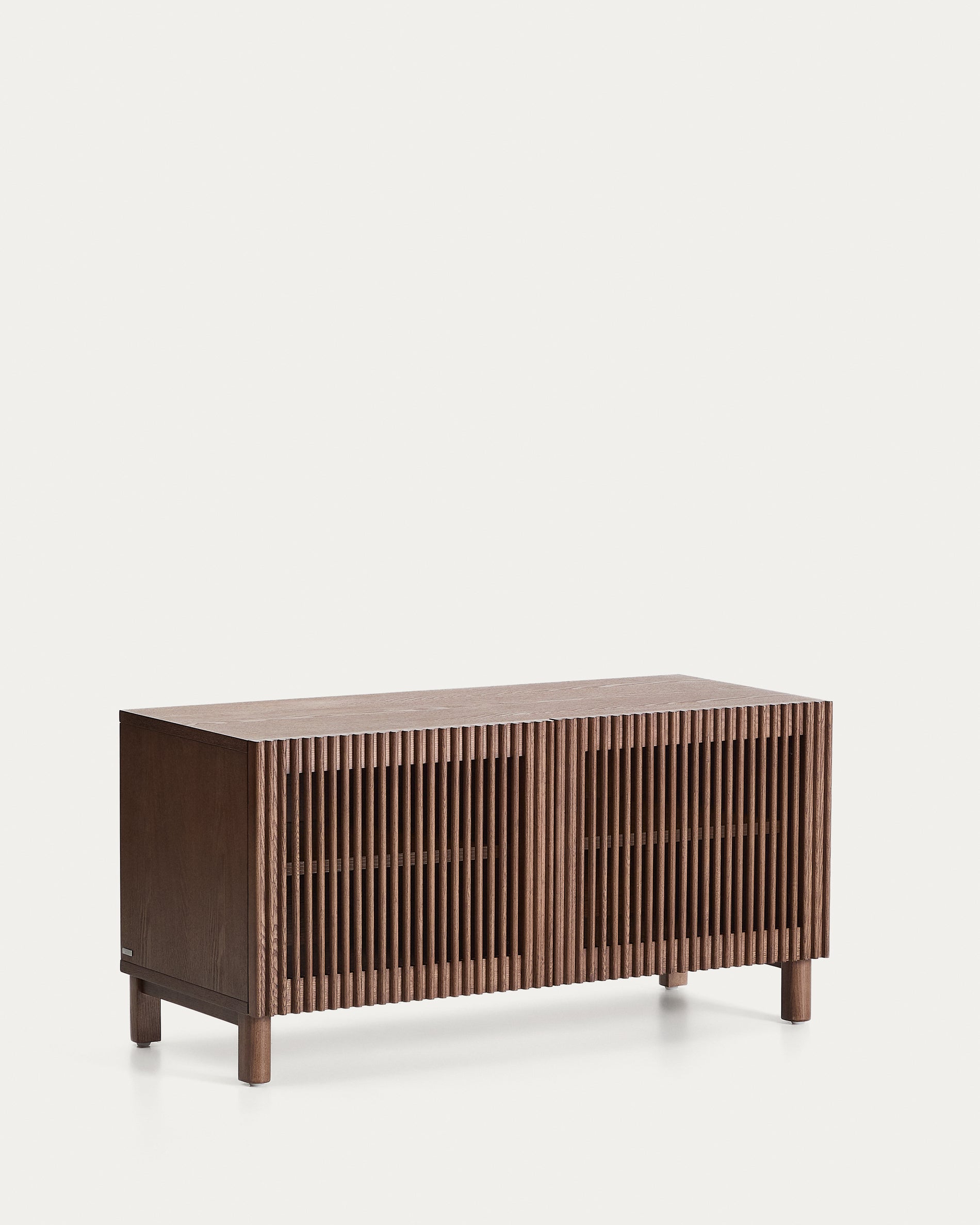 Beyla shoe rack in ash veneer and solid ash wood with walnut finish 98 cm FSC 100% - Product View