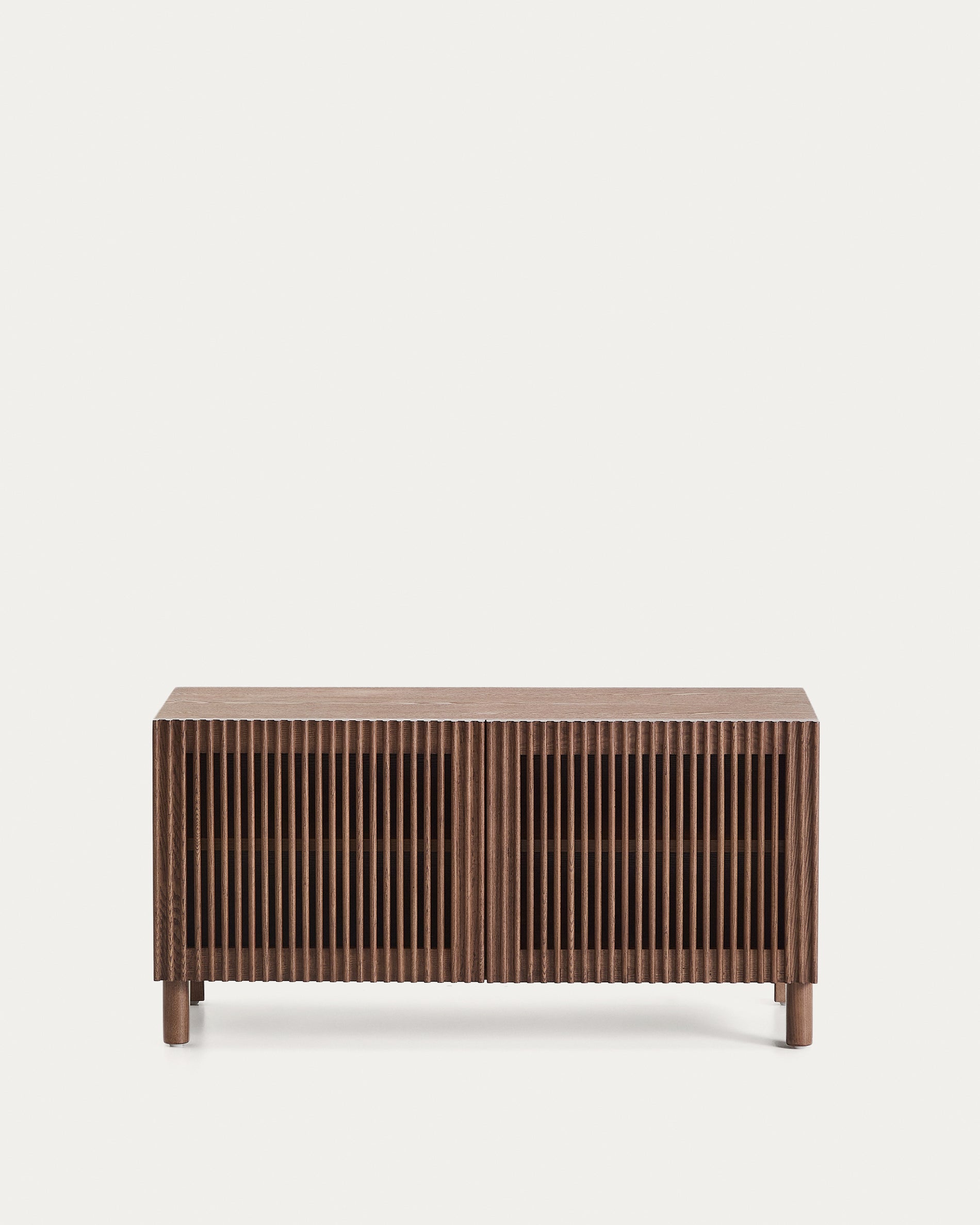 Beyla shoe rack in ash veneer and solid ash wood with walnut finish 98 cm FSC 100% - Product View