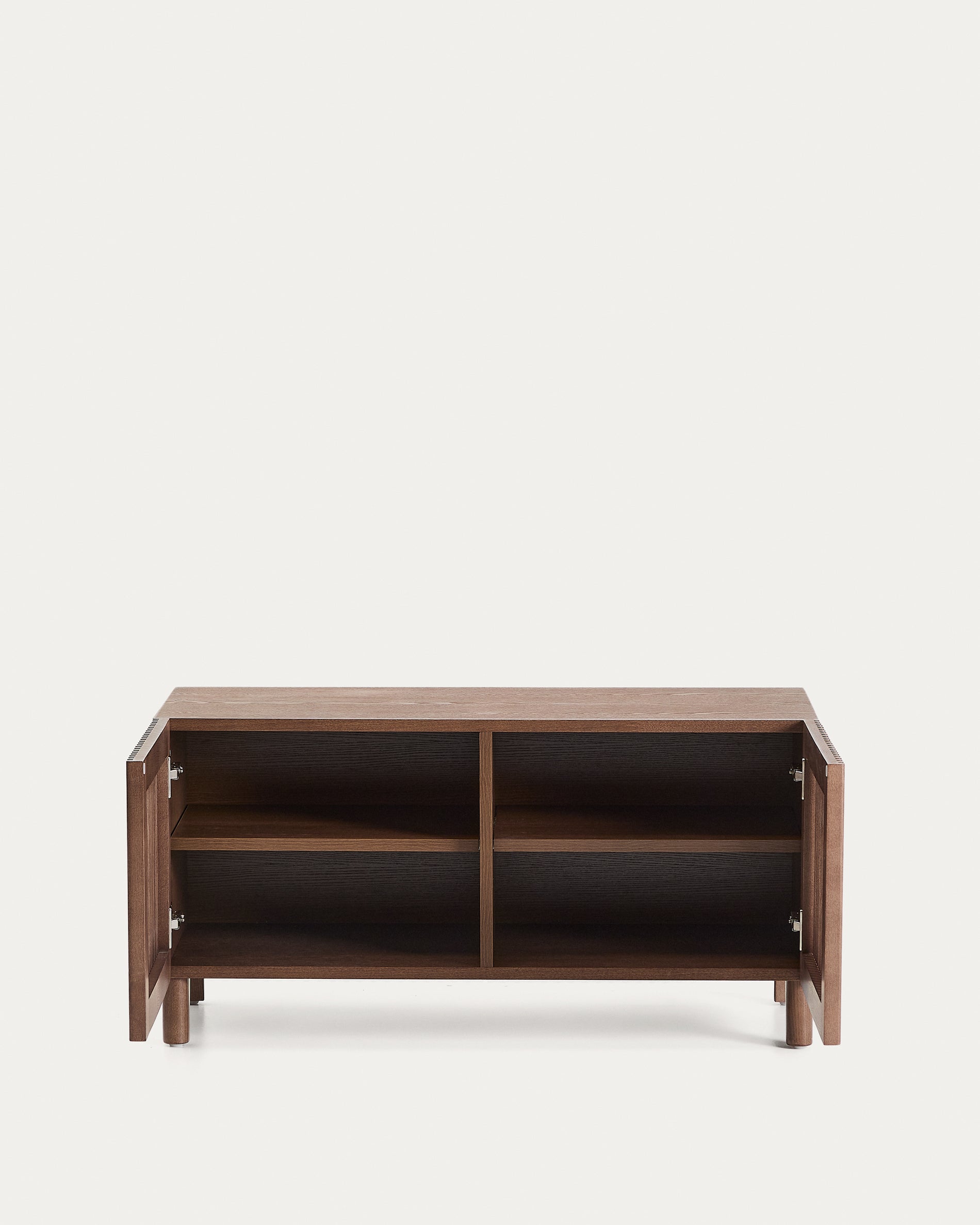 Beyla shoe rack in ash veneer and solid ash wood with walnut finish 98 cm FSC 100% - Product View