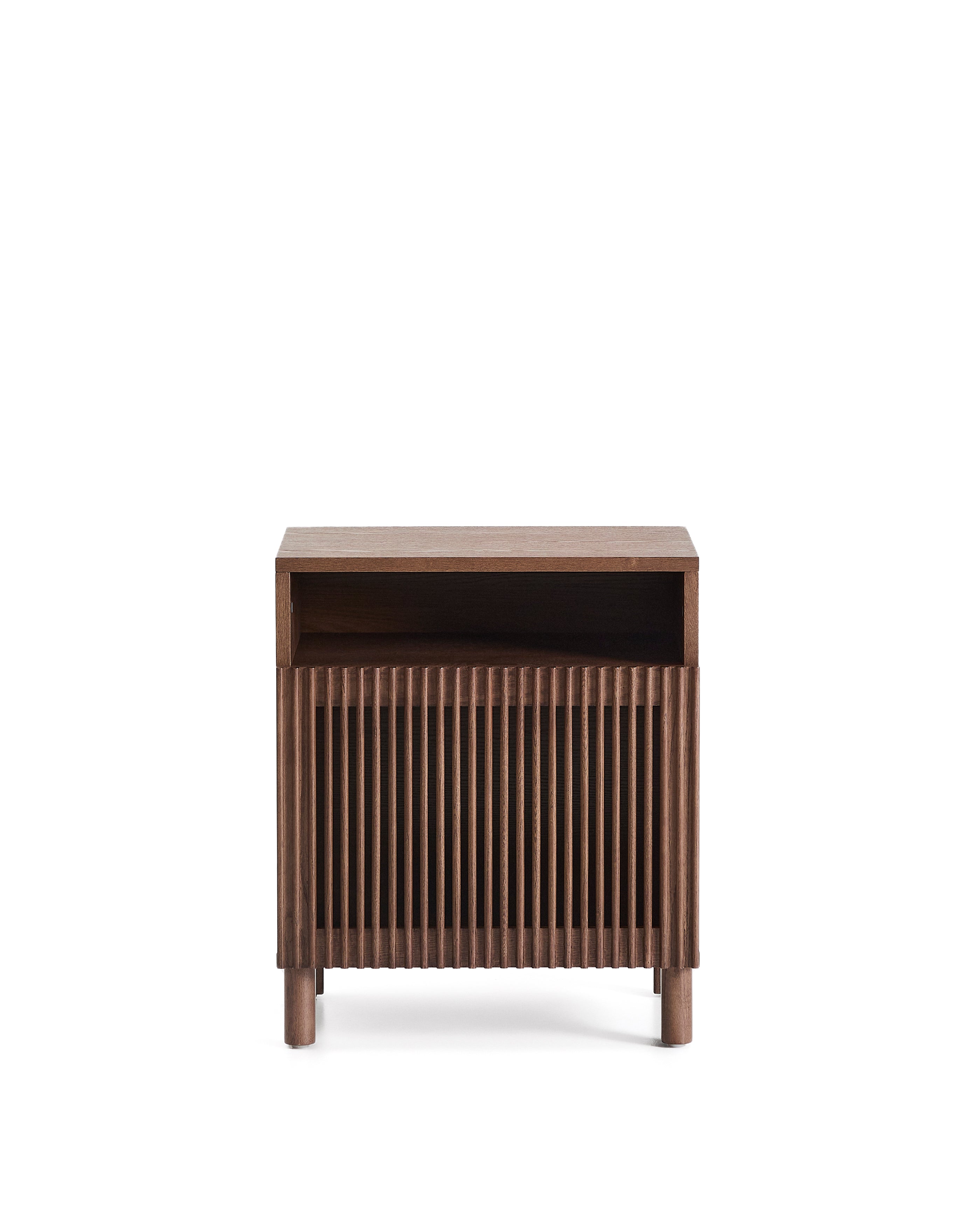 Beyla bedside table in ash veneer and solid ash wood with walnut finish 53 x 62.5cm FSC 100% - Product Image
