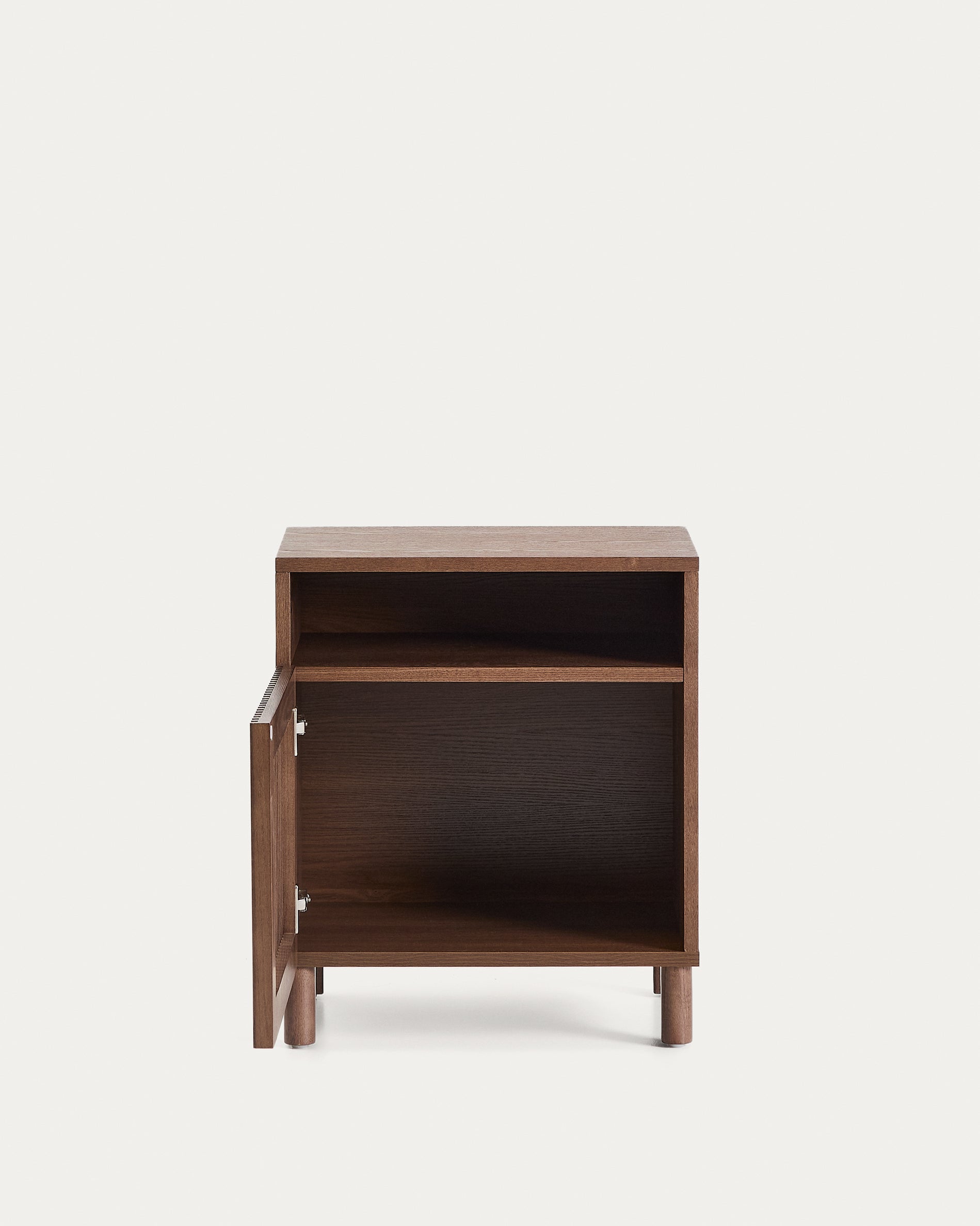 Beyla bedside table in ash veneer and solid ash wood with walnut finish 53 x 62.5cm FSC 100% - Product View