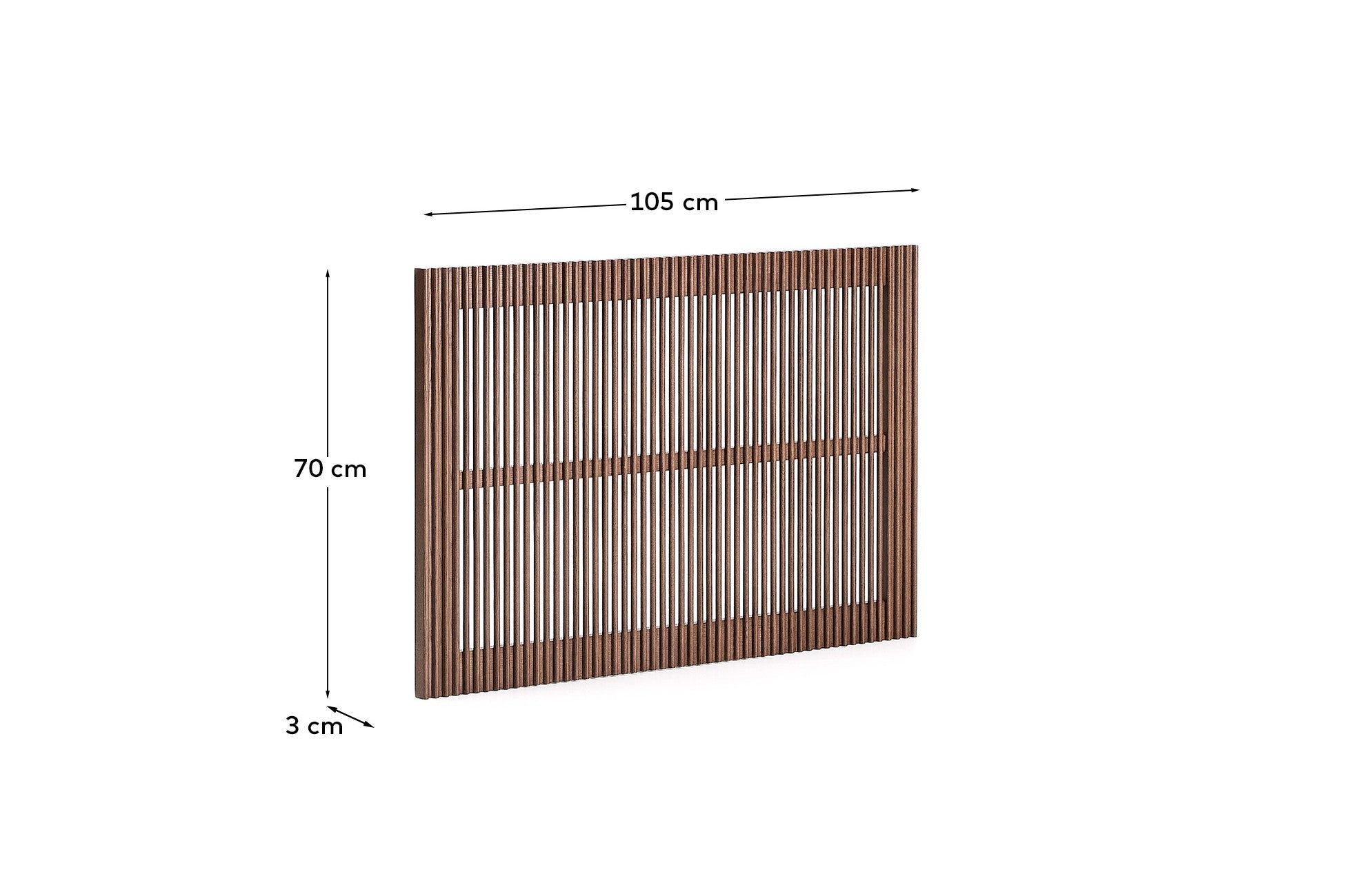 Beyla solid ash wood headboard with walnut finish for 90cm bed FSC 100% - Measurements