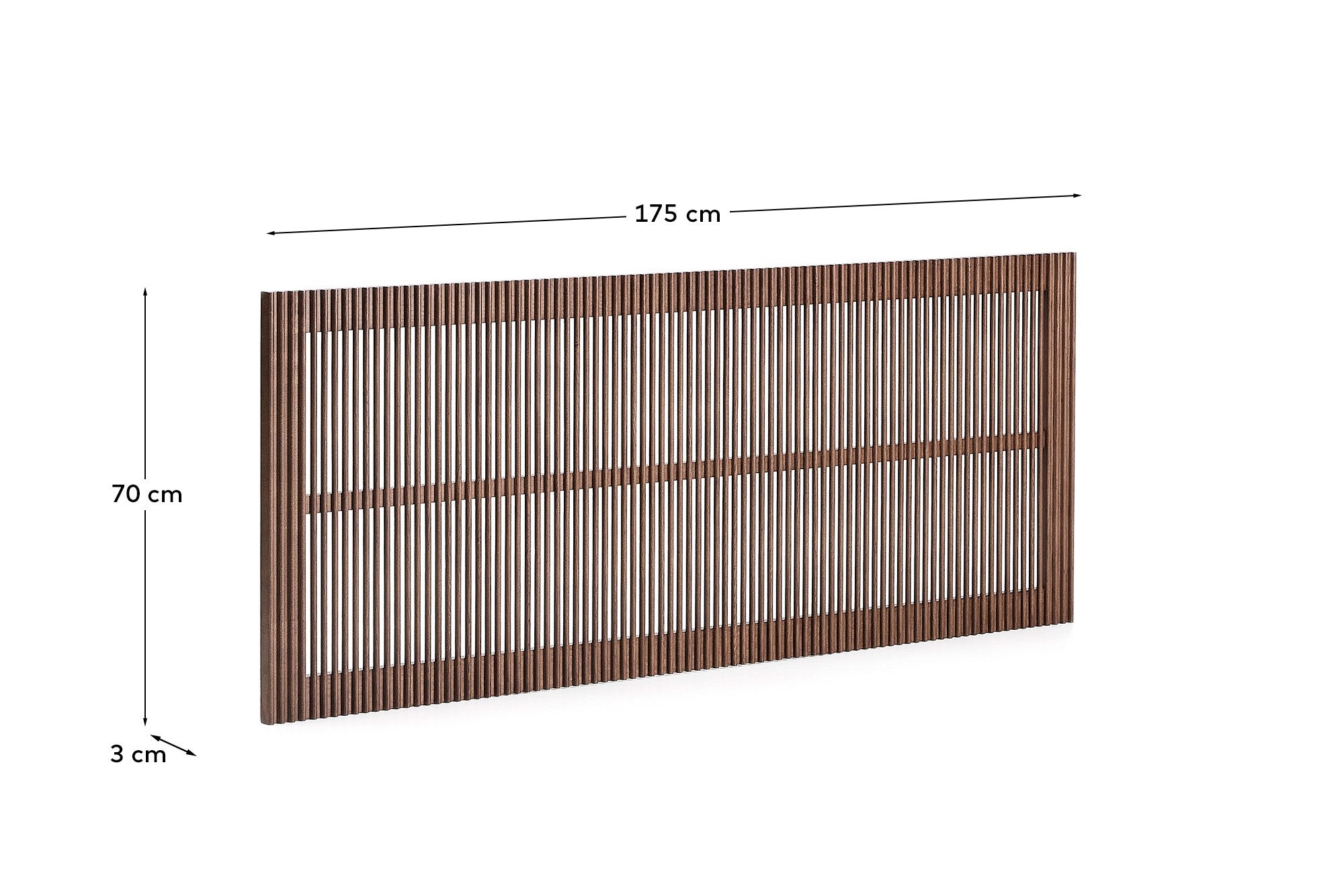 Beyla solid ash wood headboard with walnut finish for 160cm bed FSC 100% - Measurements