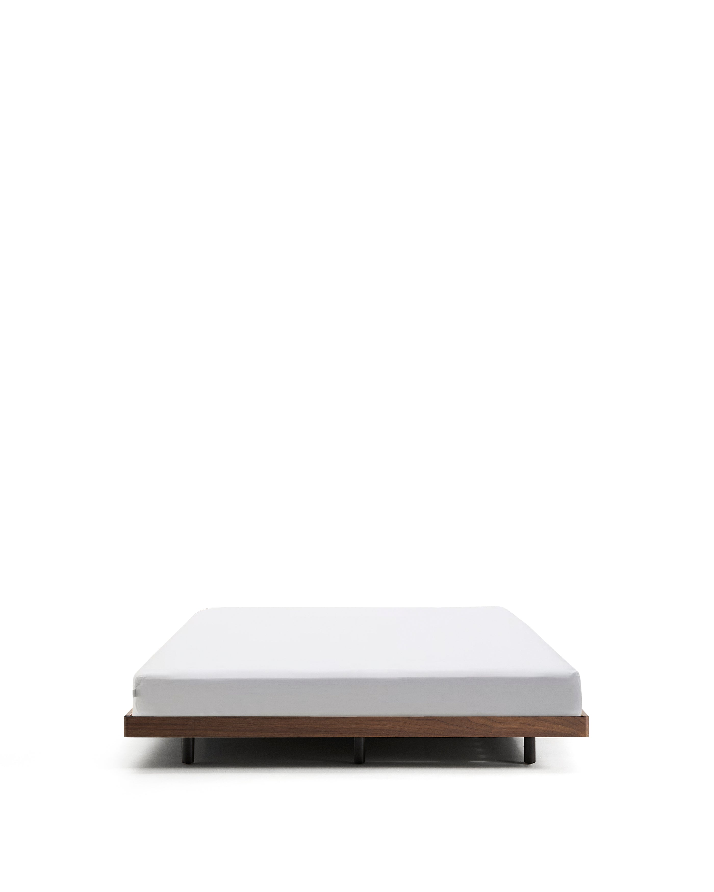 Norlen bed base in walnut veneer with dark finish for 160 x 200cm mattress FSC Mix Credit - Product Image