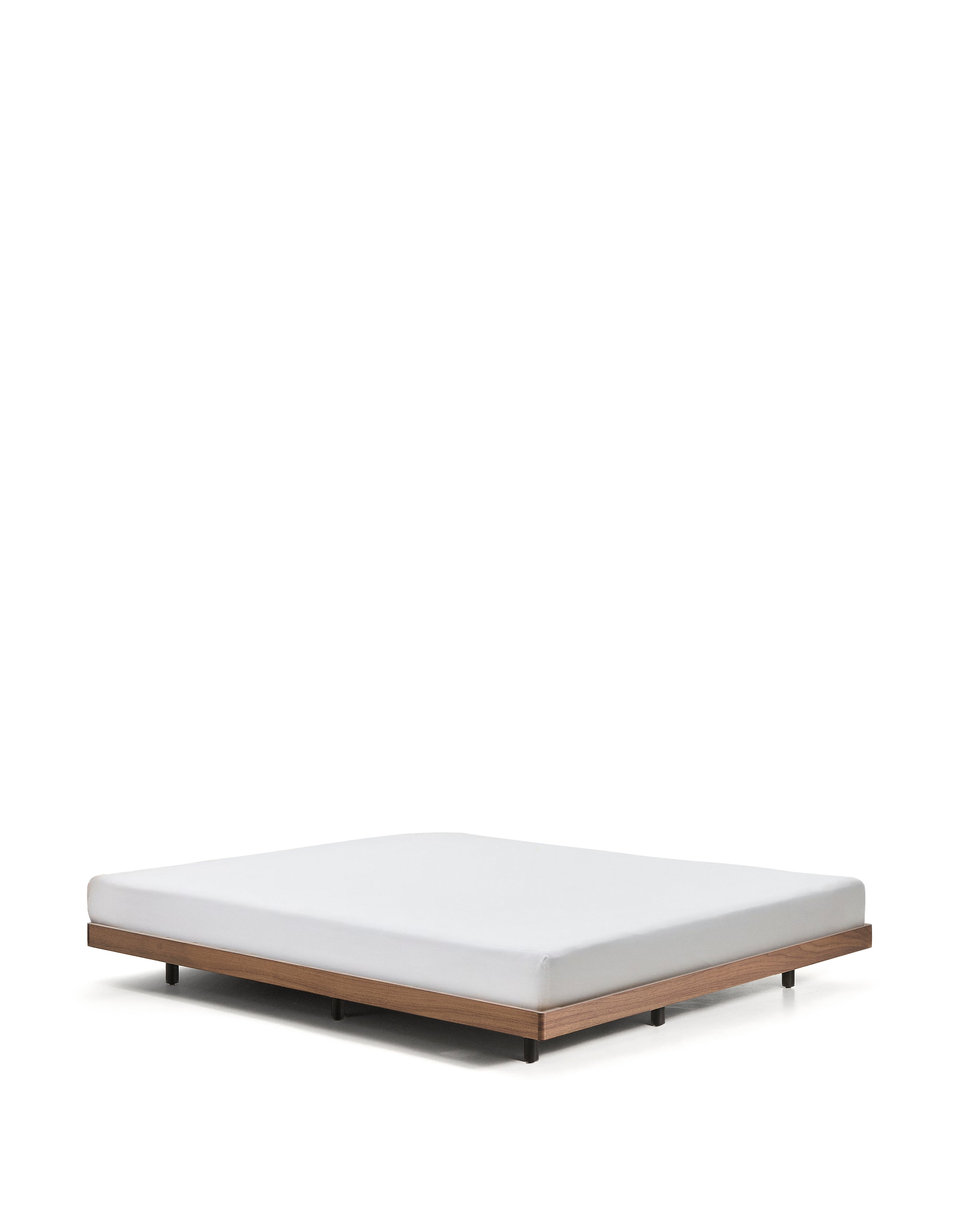Norlen bed base in walnut veneer with dark finish for 160 x 200cm mattress FSC Mix Credit - Product Image