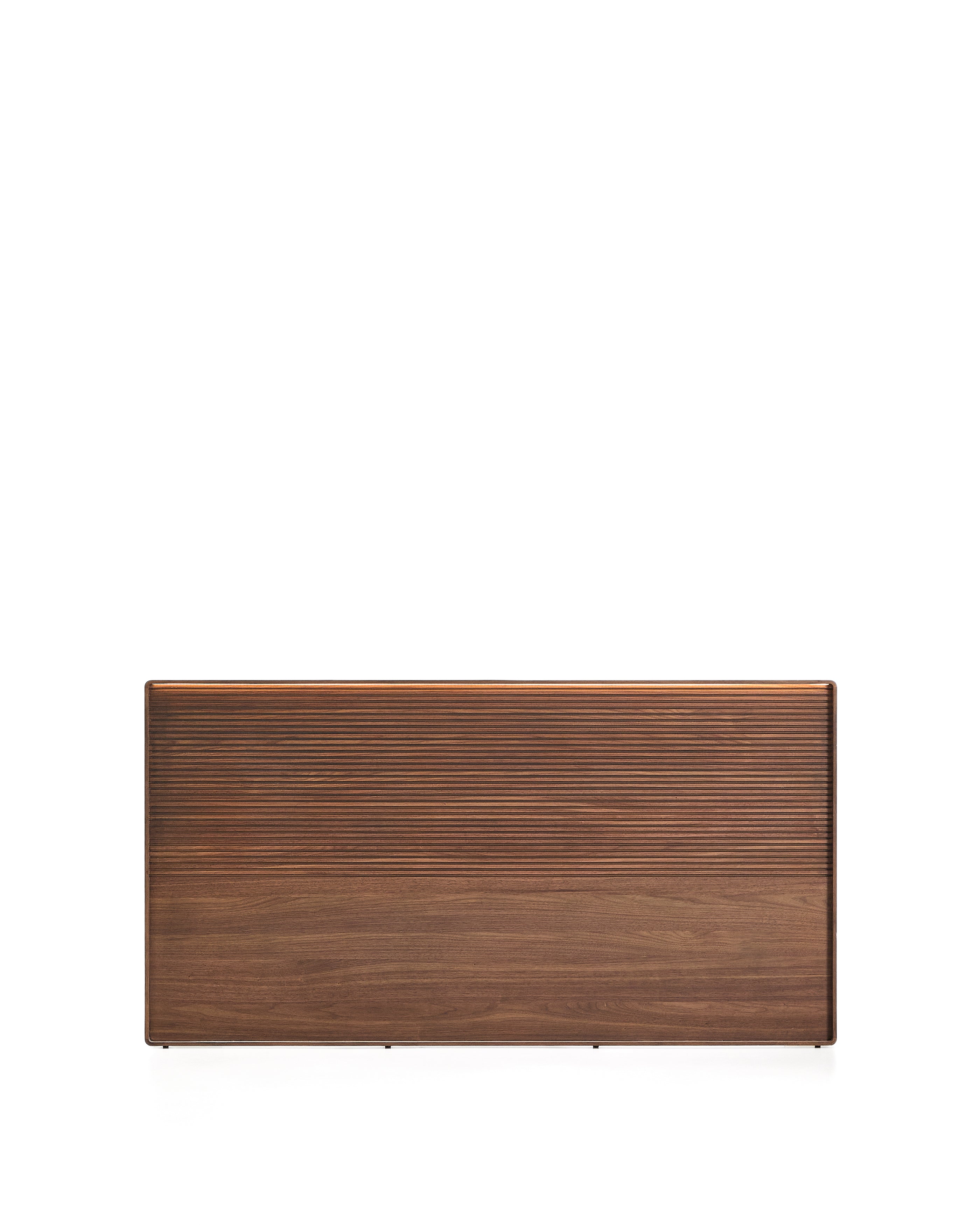 Norlen headboard in walnut veneer with dark finish and LED light for 160 x 200cm bed FSC Mix Credit - Product Image