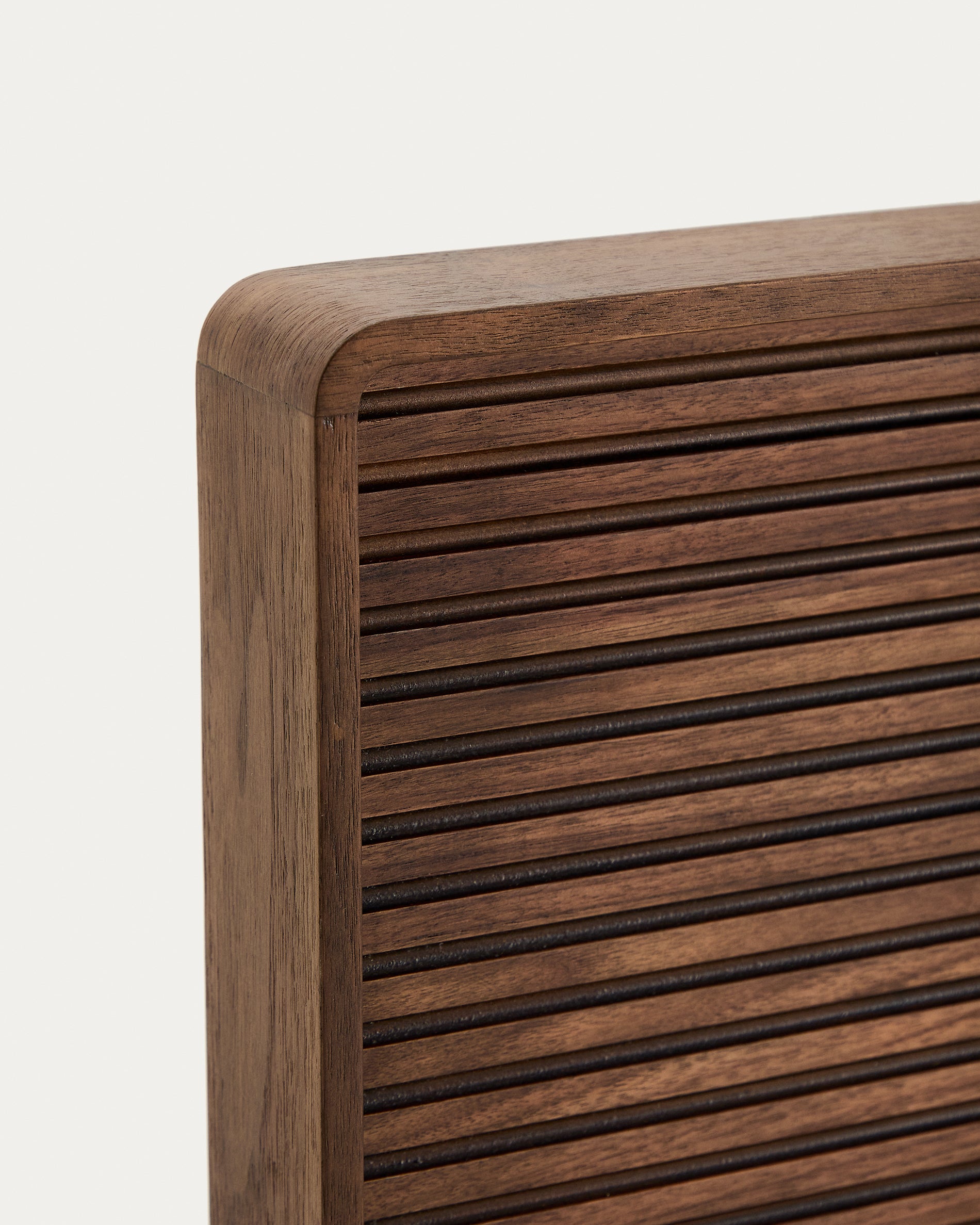 Norlen headboard in walnut veneer with dark finish and LED light for 160 x 200cm bed FSC Mix Credit - Detail