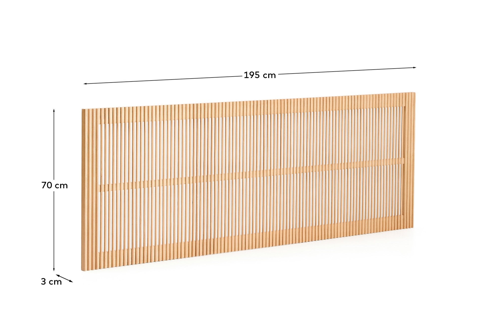 Beyla solid oak wood headboard for 180cm bed FSC 100% - Measurements