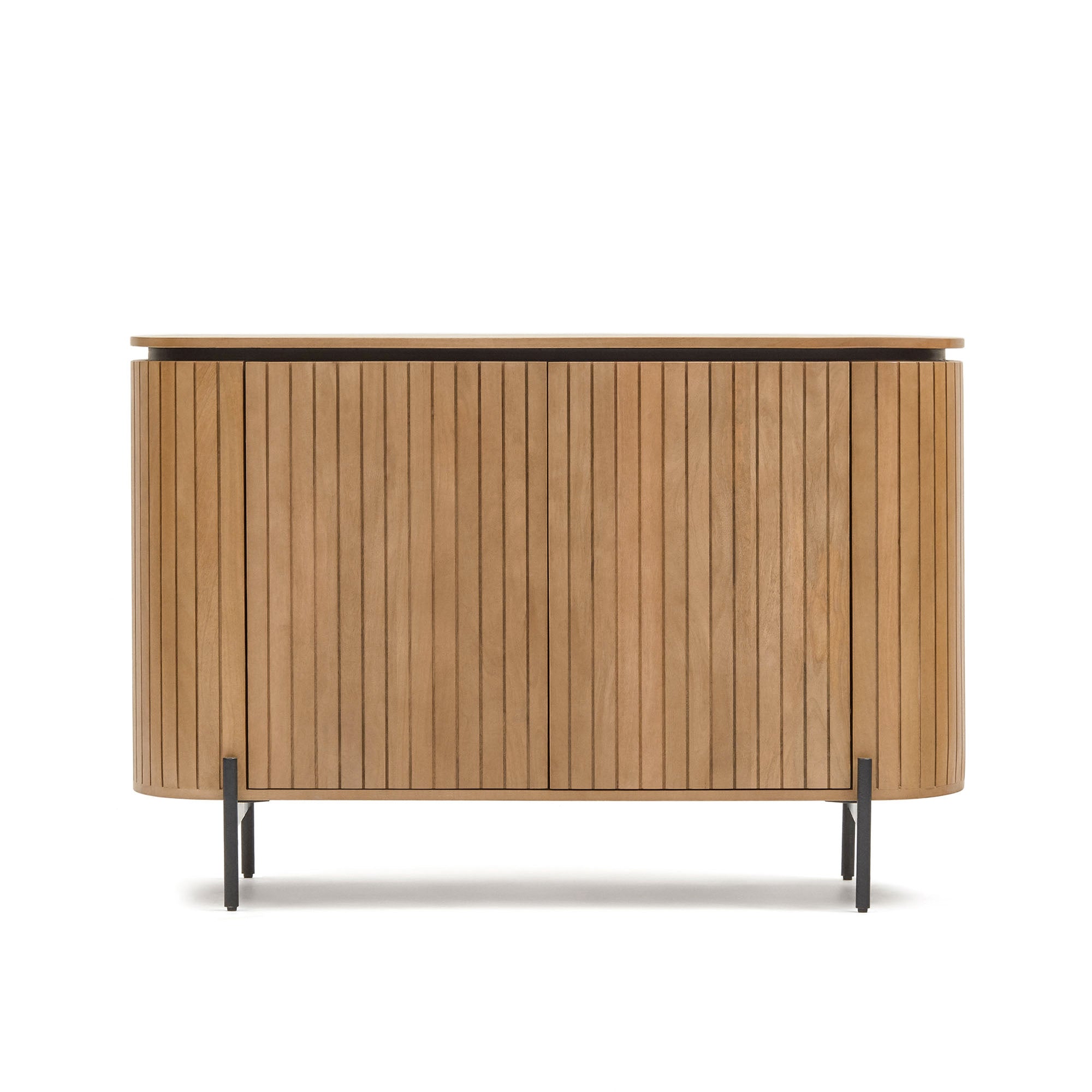 Licia sideboard with 2 doors made from solid mango wood and painted black metal 120 x 80cm - Product Image