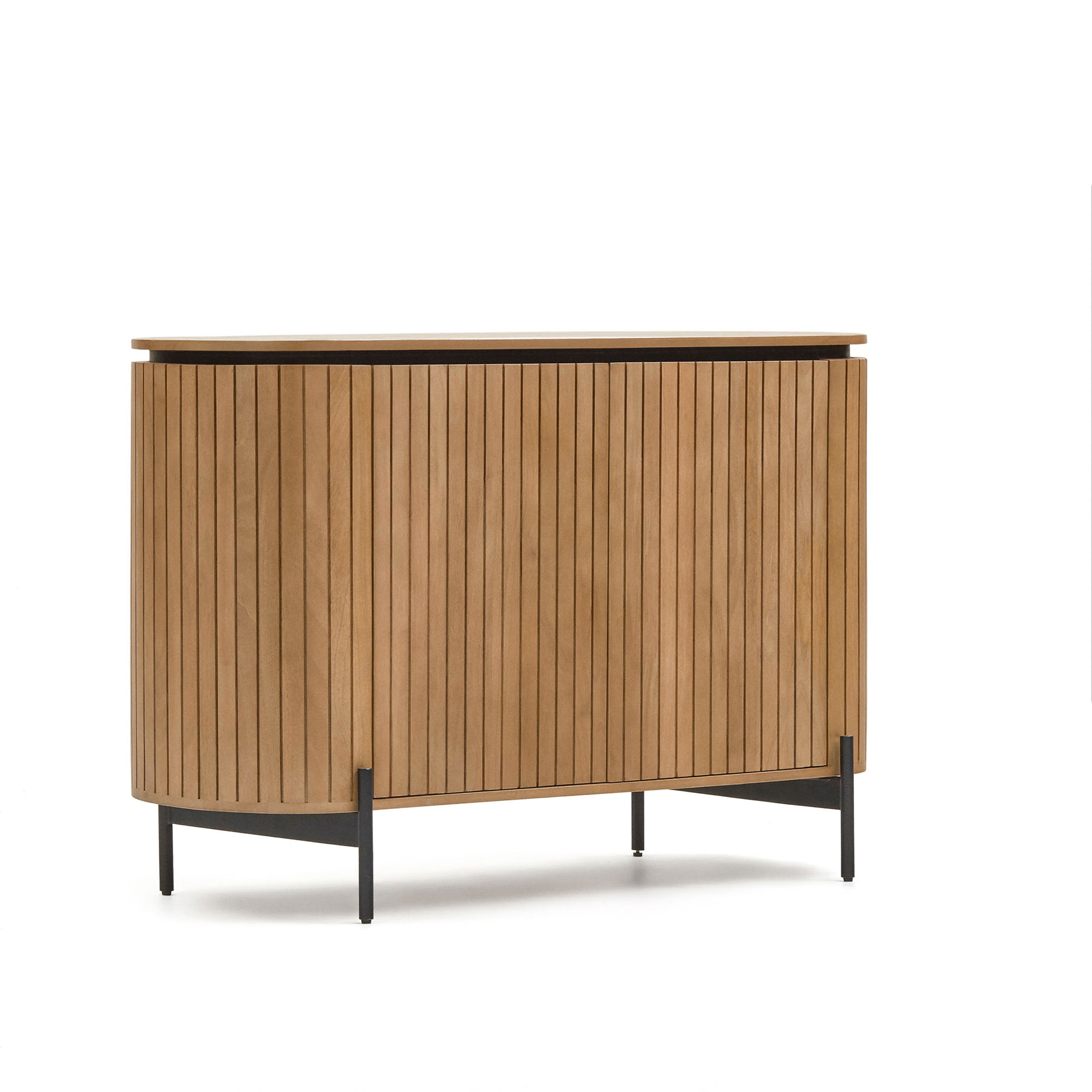 Licia sideboard with 2 doors made from solid mango wood and painted black metal 120 x 80cm - Product Image