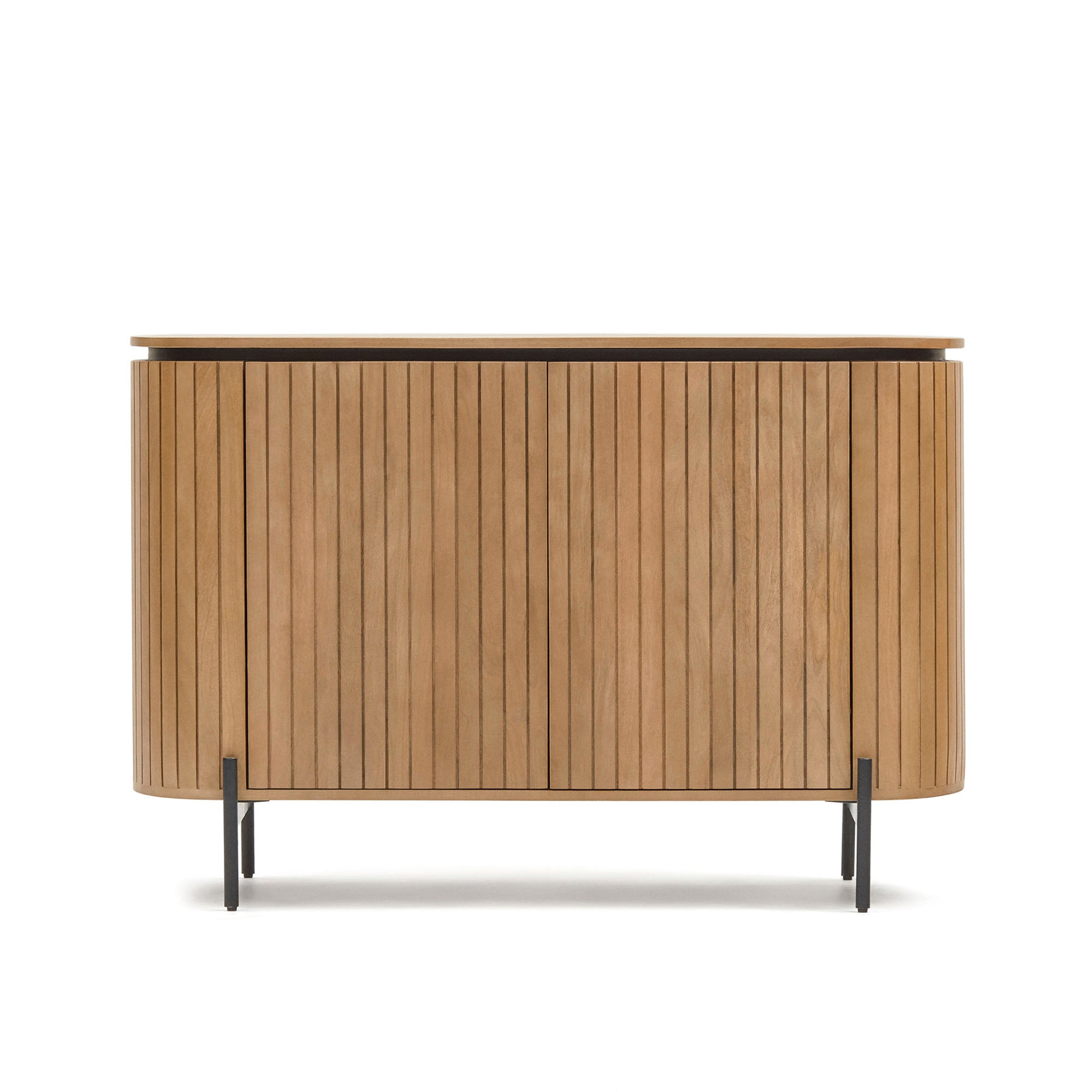Licia sideboard with 2 doors made from solid mango wood and painted black metal 120 x 80cm - Product Image