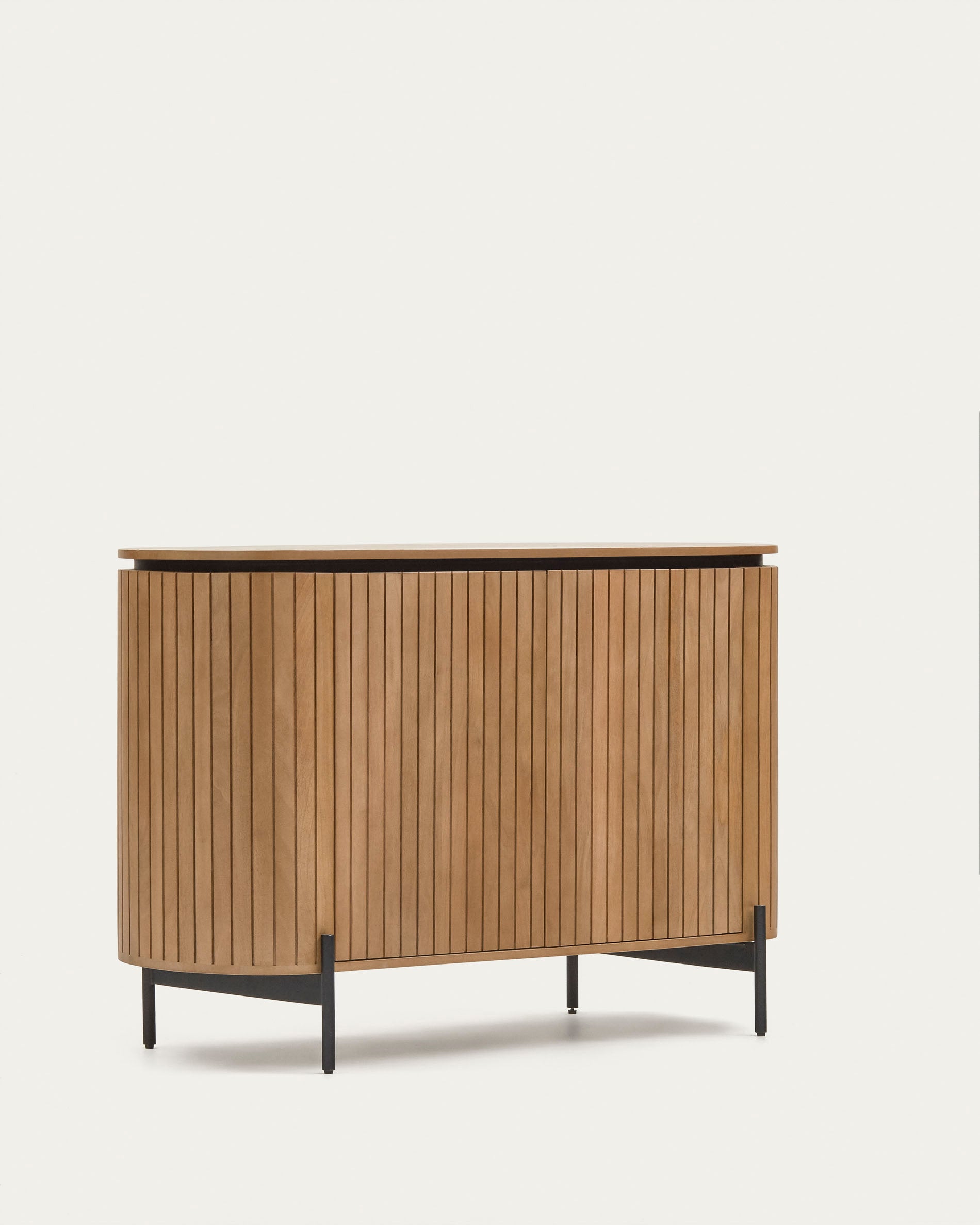 Licia sideboard with 2 doors made from solid mango wood and painted black metal 120 x 80cm - Product View