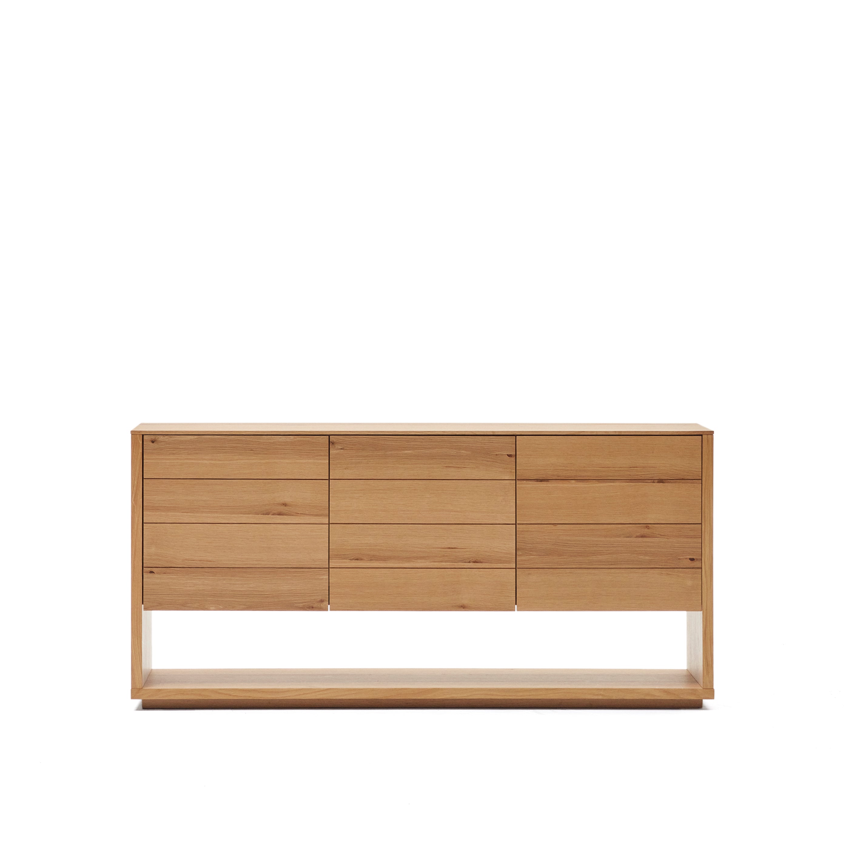 Alguema sideboard with 3 doors in oak veneer with natural finish, 151 x 73 cm - Product Image