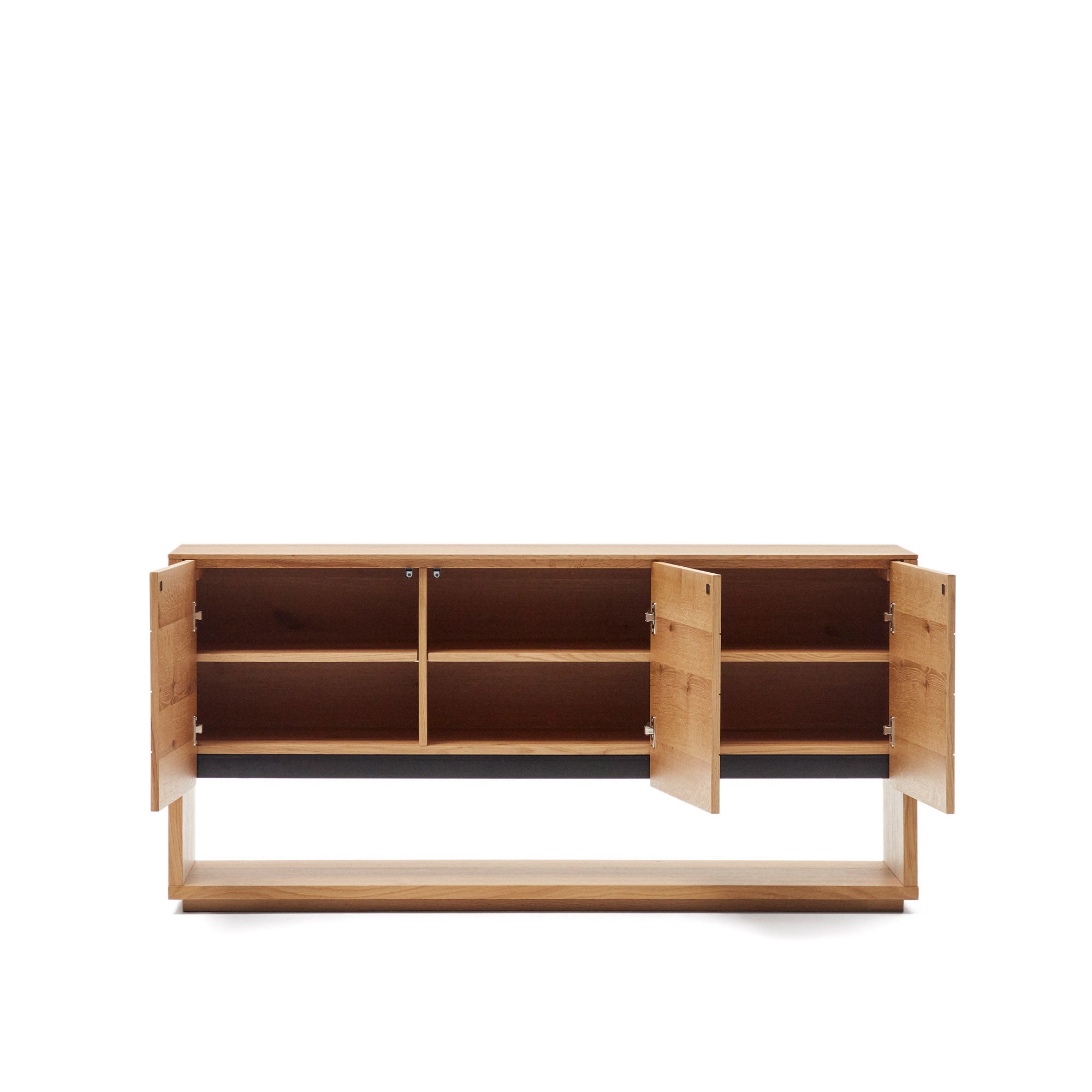 Alguema sideboard with 3 doors in oak veneer with natural finish, 151 x 73 cm - Product Image