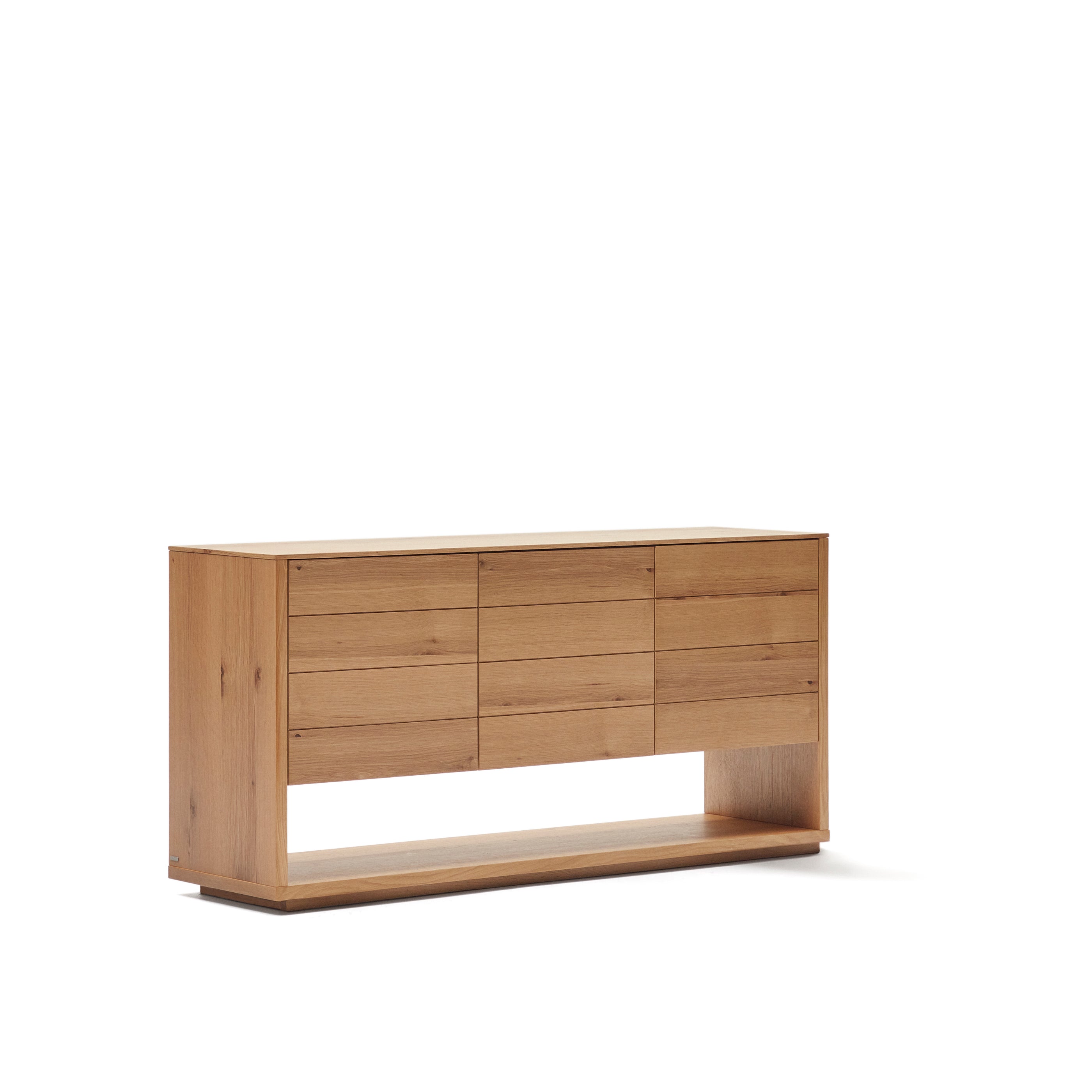 Alguema sideboard with 3 doors in oak veneer with natural finish, 151 x 73 cm - Product Image