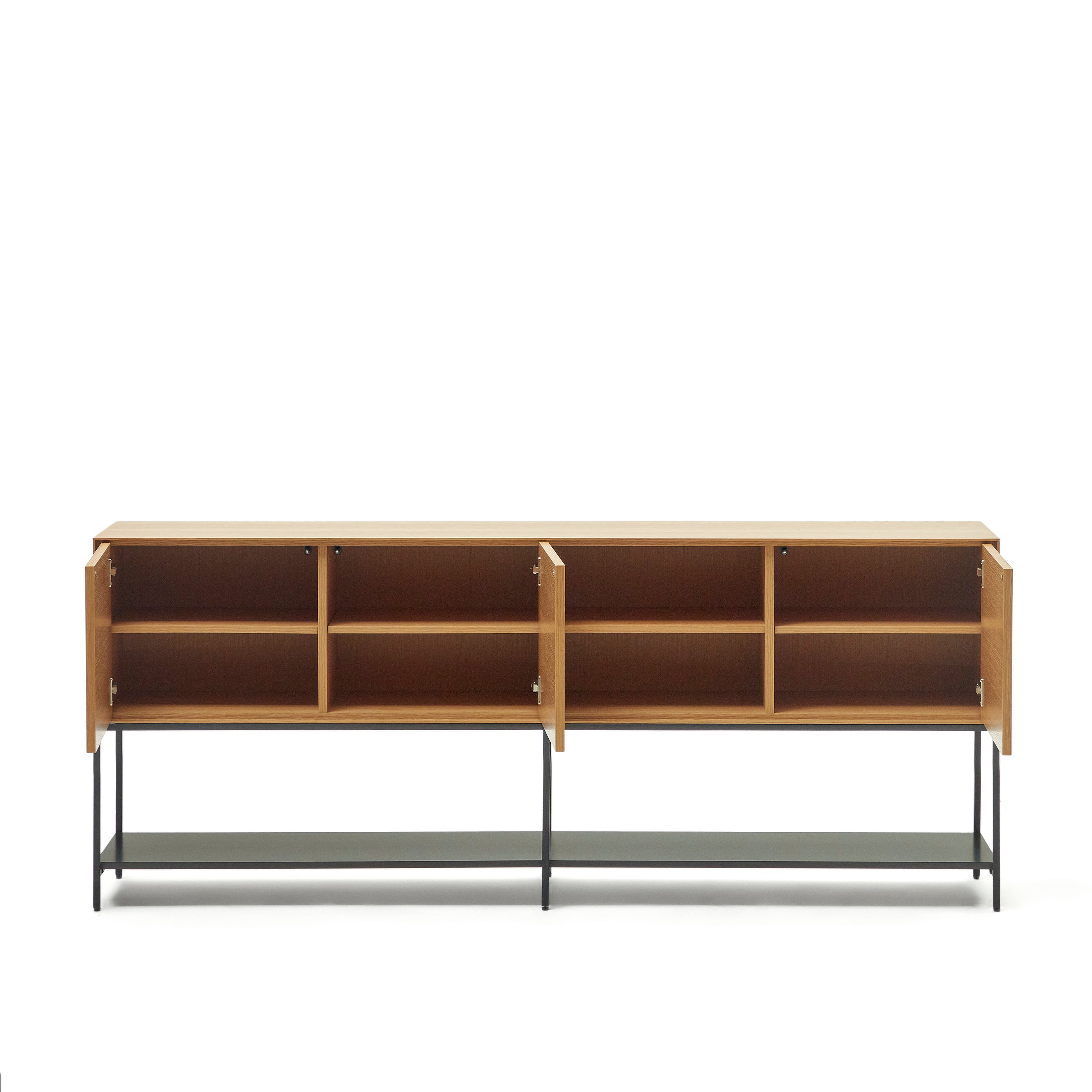 Vedrana 3 door sideboard in oak veneer with steel legs, 195 x 80 cm - Product Image