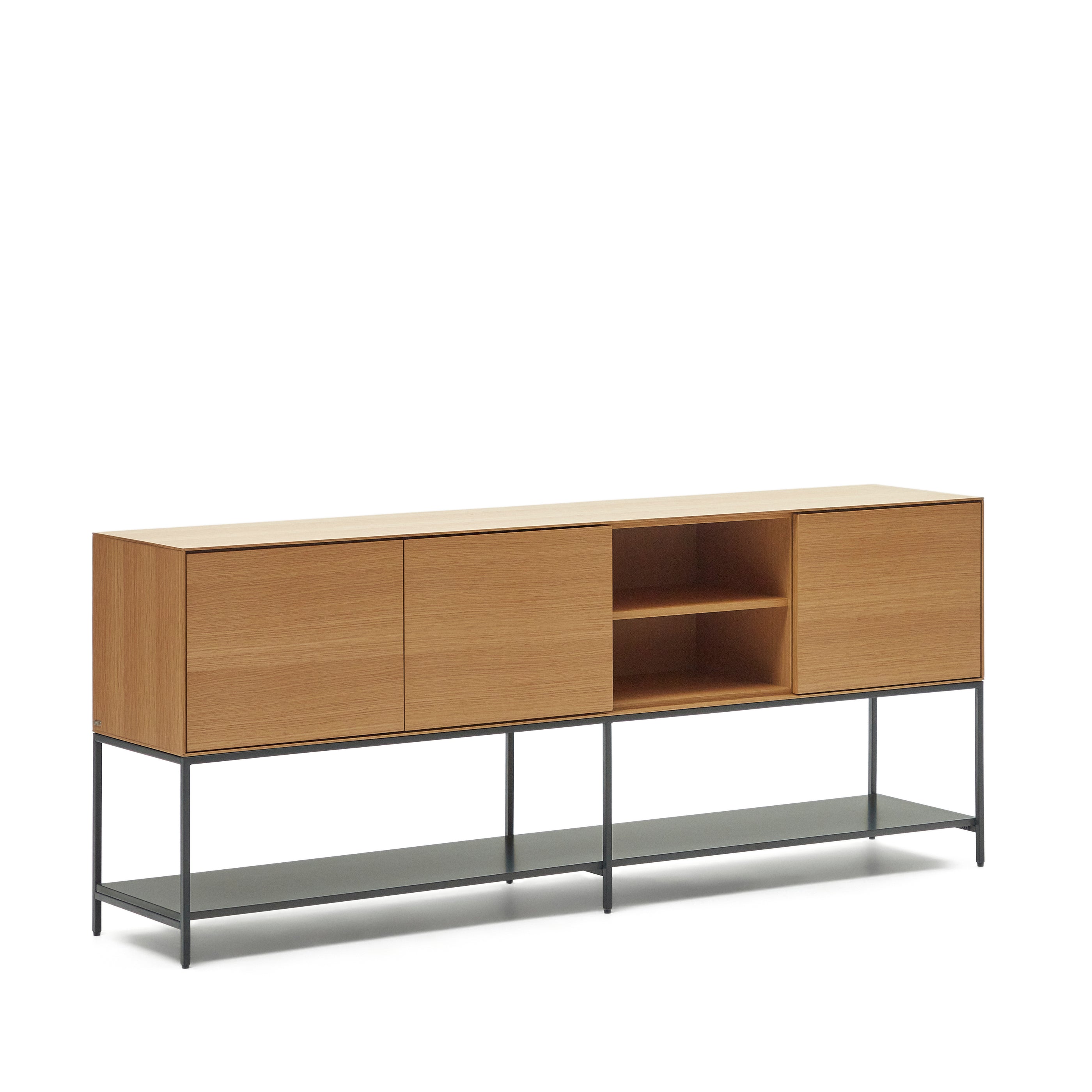 Vedrana 3 door sideboard in oak veneer with steel legs, 195 x 80 cm - Product Image