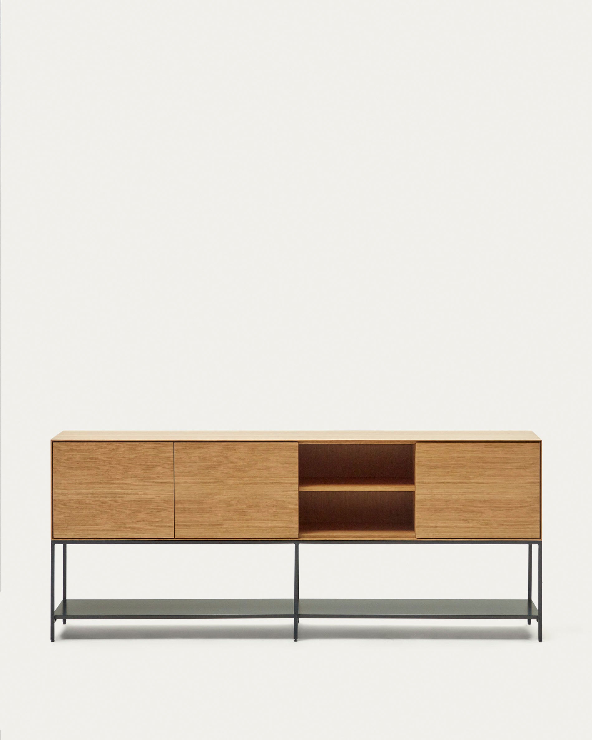 Vedrana 3 door sideboard in oak veneer with steel legs, 195 x 80 cm - Product View