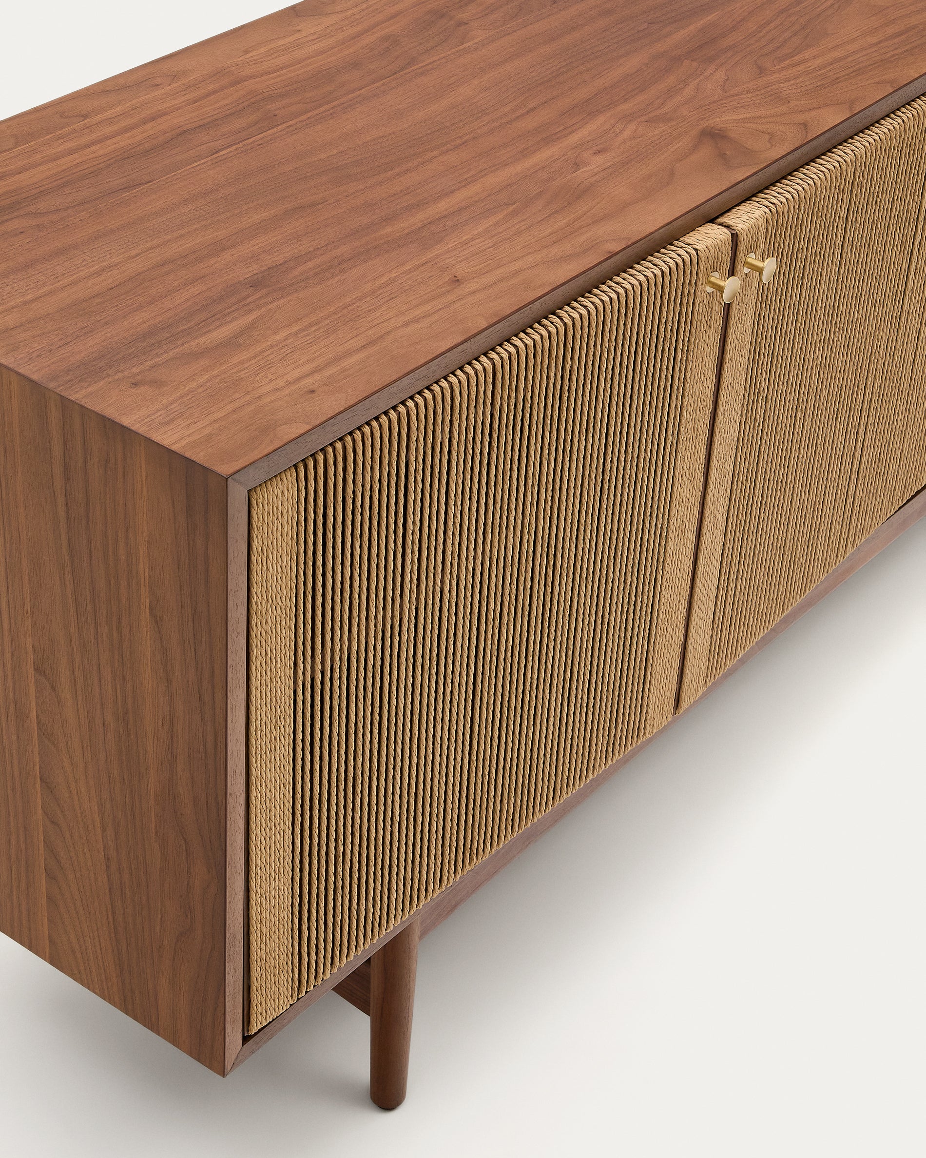 Elan sideboard 2 doors and 2 drawers veneer and solid walnut and cord 180x73cm FSC Mix Credit - Detail