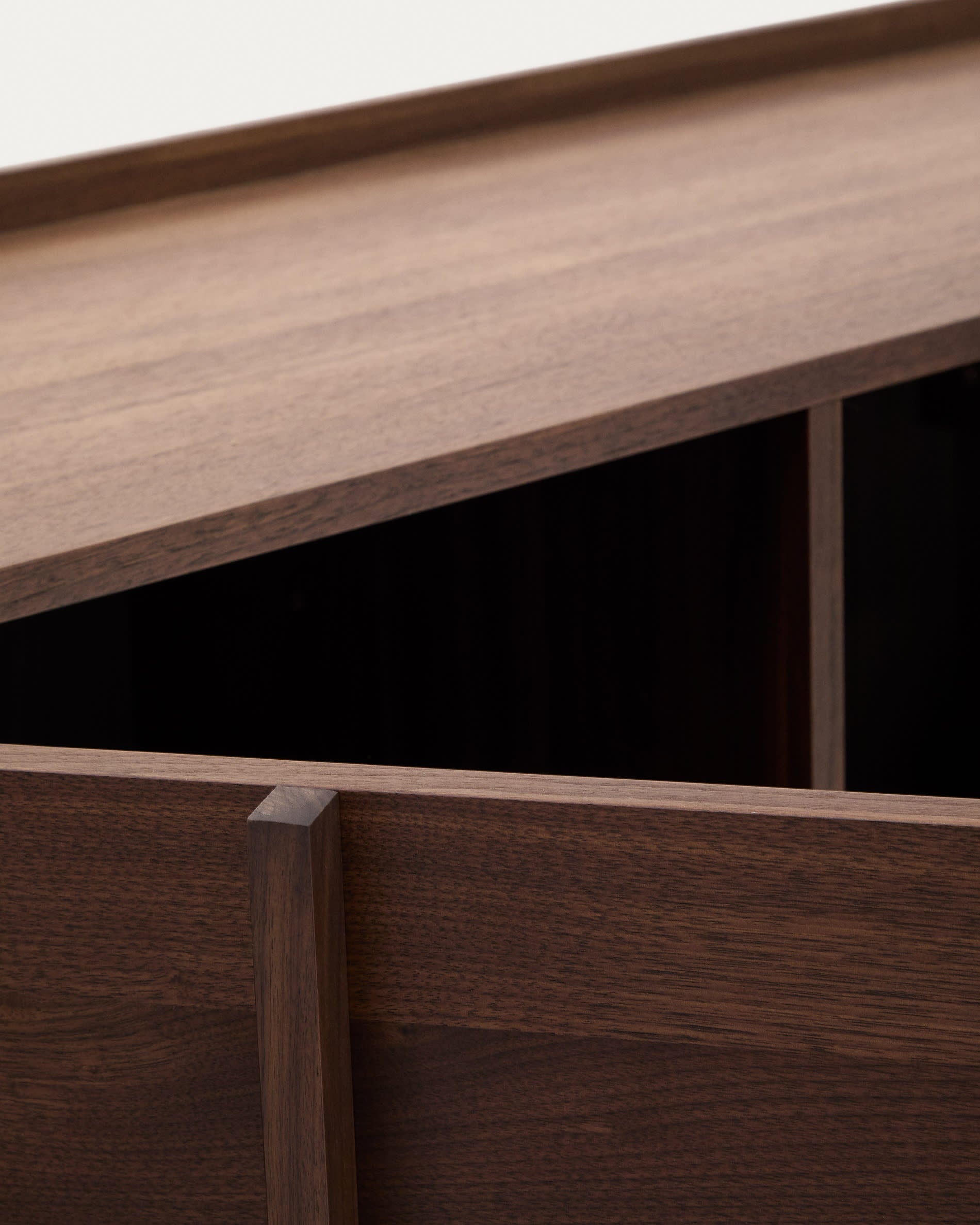 Onix side cabinet with walnut veneer, dark finish, 200 x 80 cm