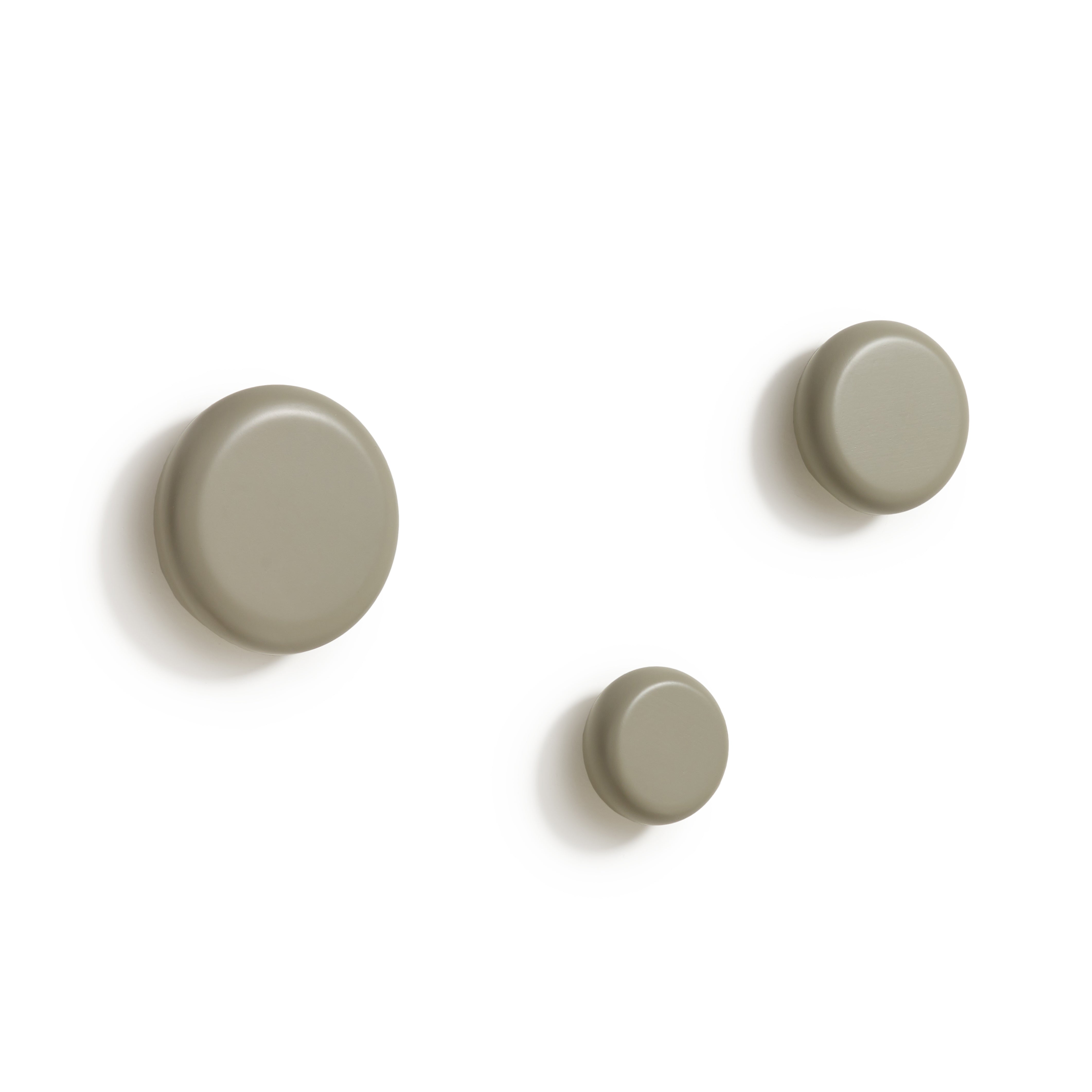 Nadue set of 3 solid beech wood wall hooks with a grey finish - Product Image