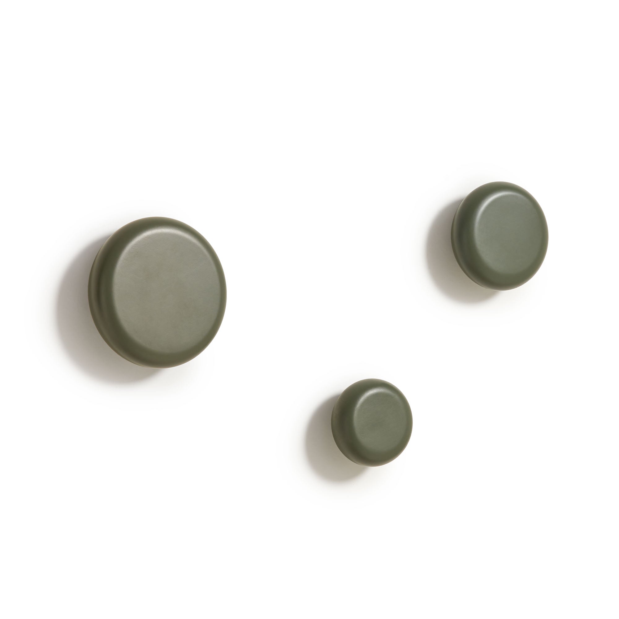 Nadue set of 3 solid beech wood wall hooks with a green finish - Product Image