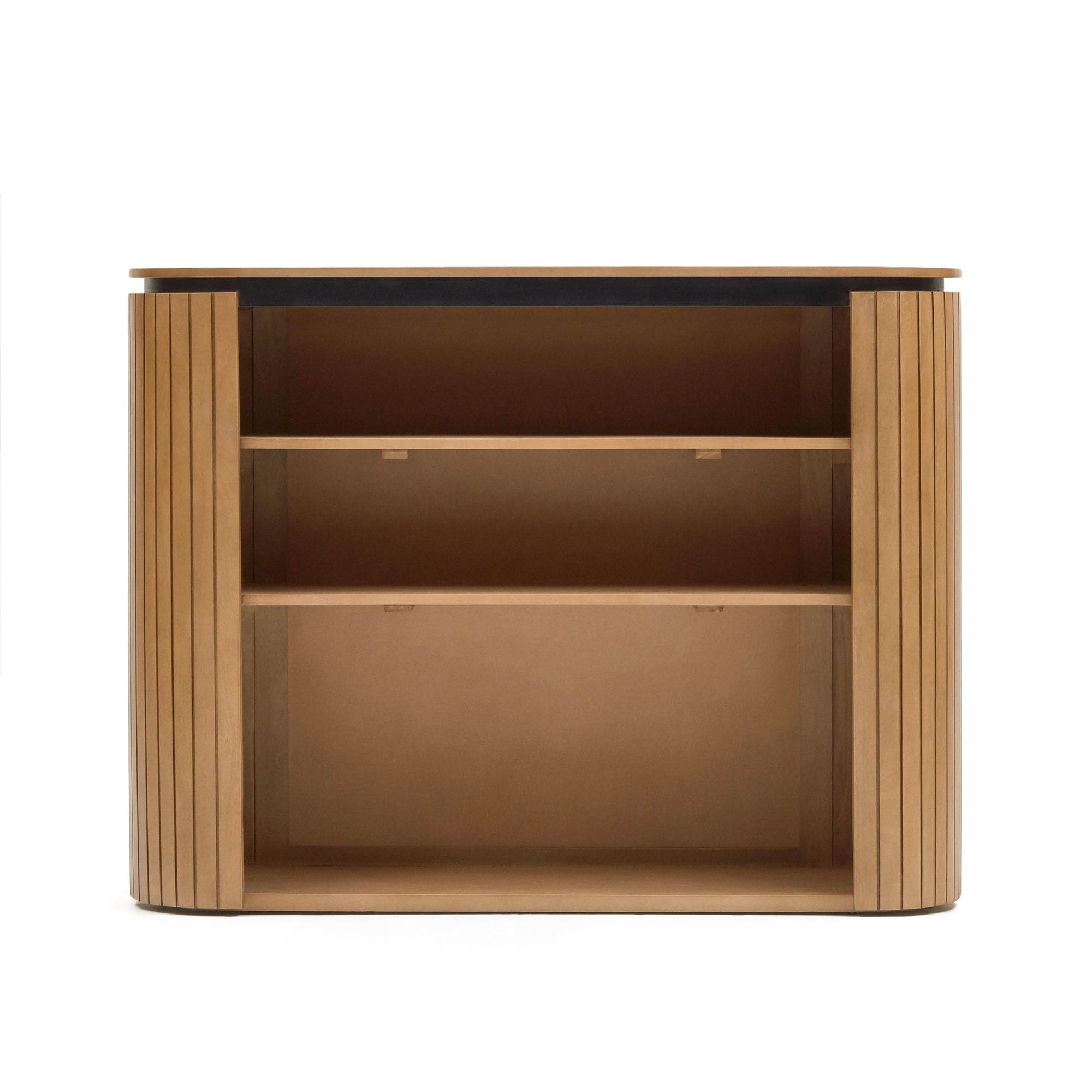 Licia solid mango wood bookshelf with painted black metal, 120 x 90 cm - Product Image