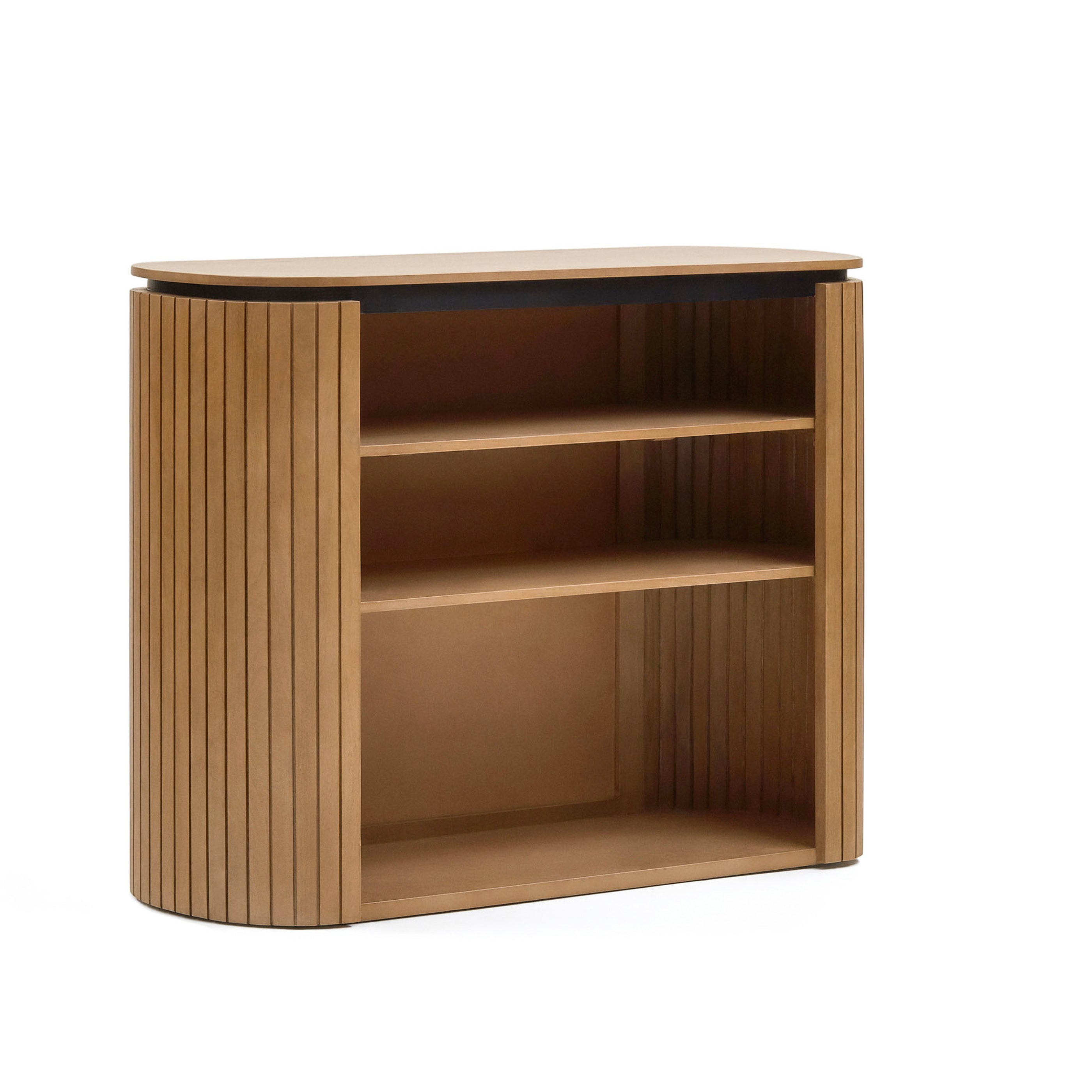 Licia solid mango wood bookshelf with painted black metal, 120 x 90 cm - Product Image