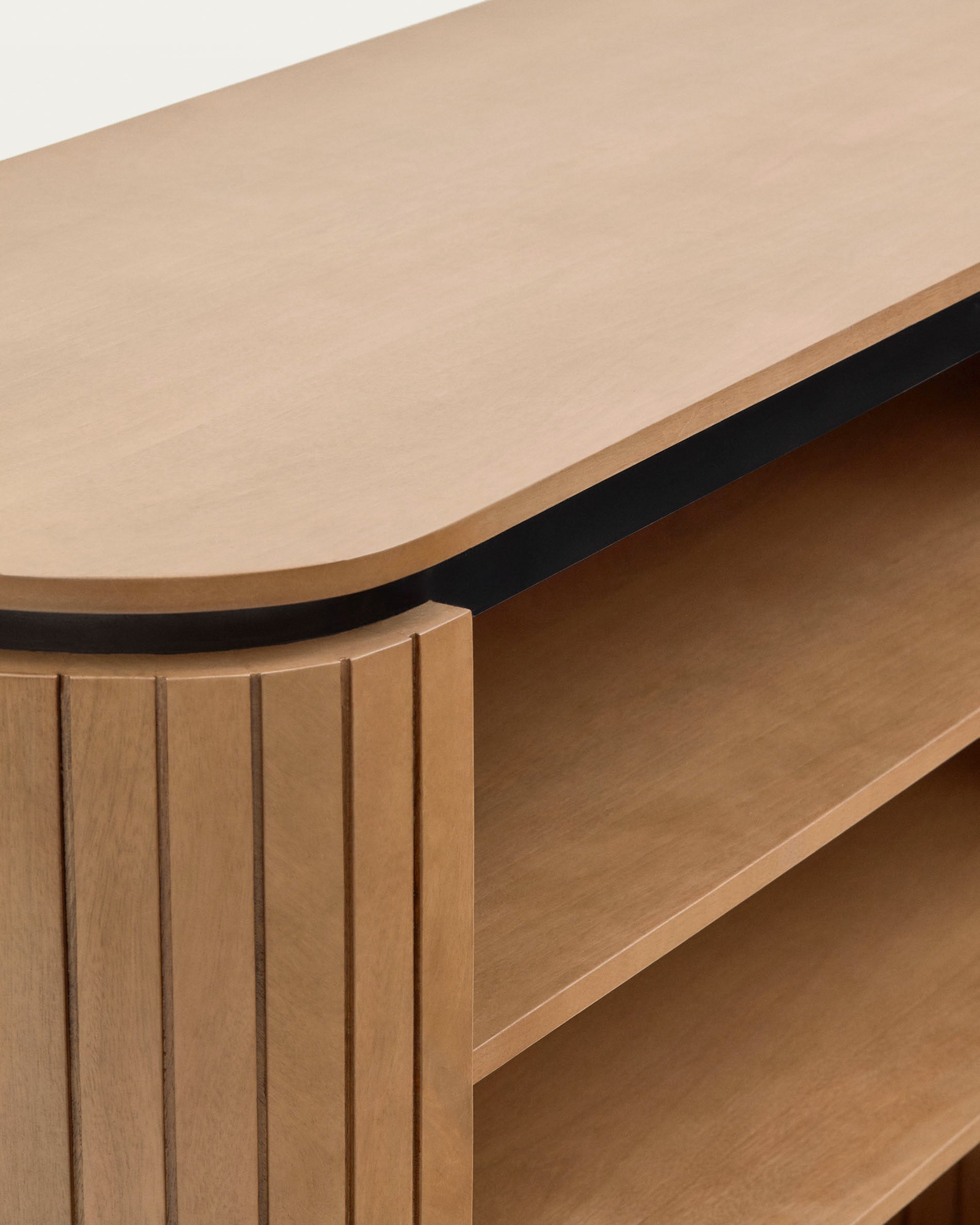 Licia solid mango wood bookshelf with painted black metal, 120 x 90 cm - Detail