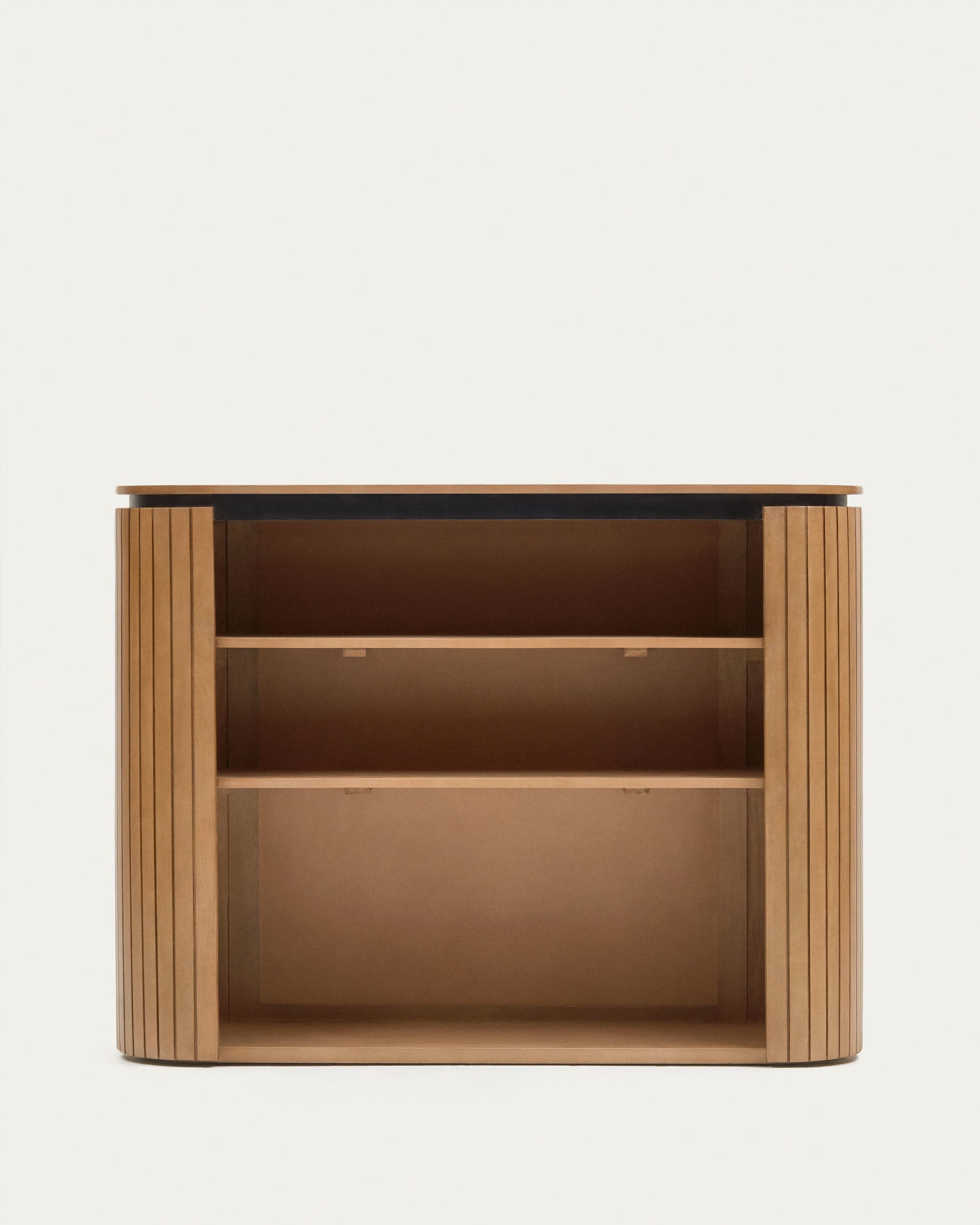 Licia solid mango wood bookshelf with painted black metal, 120 x 90 cm - Product View