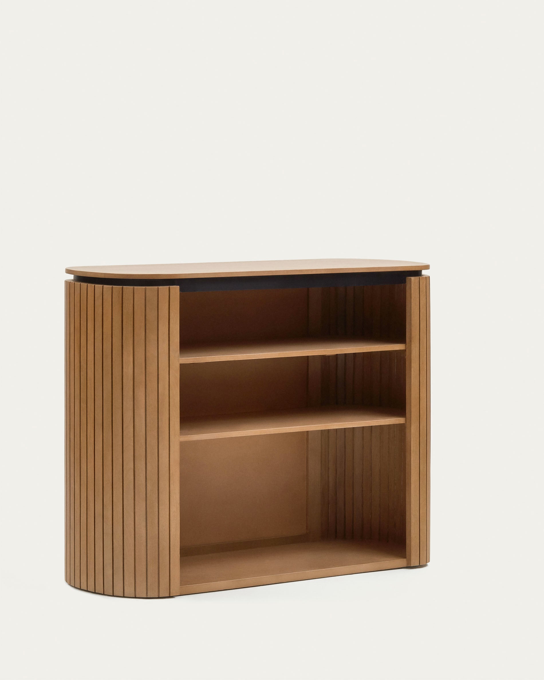 Licia solid mango wood bookshelf with painted black metal, 120 x 90 cm - Product View