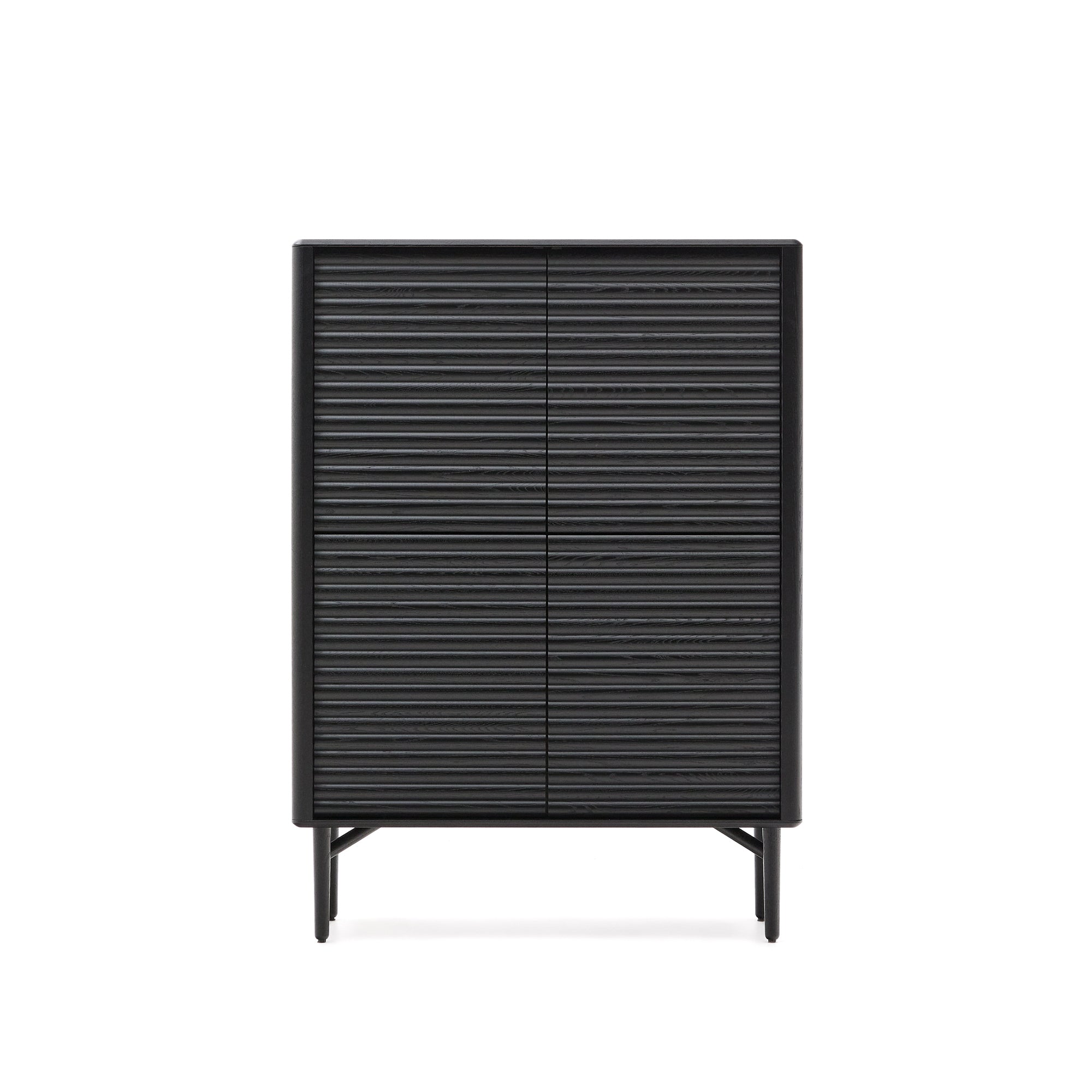 Lenon tall sideboard, 4 doors solid wood and black oak veneer 104,5x144 cm FSC Mix Credit - Product Image